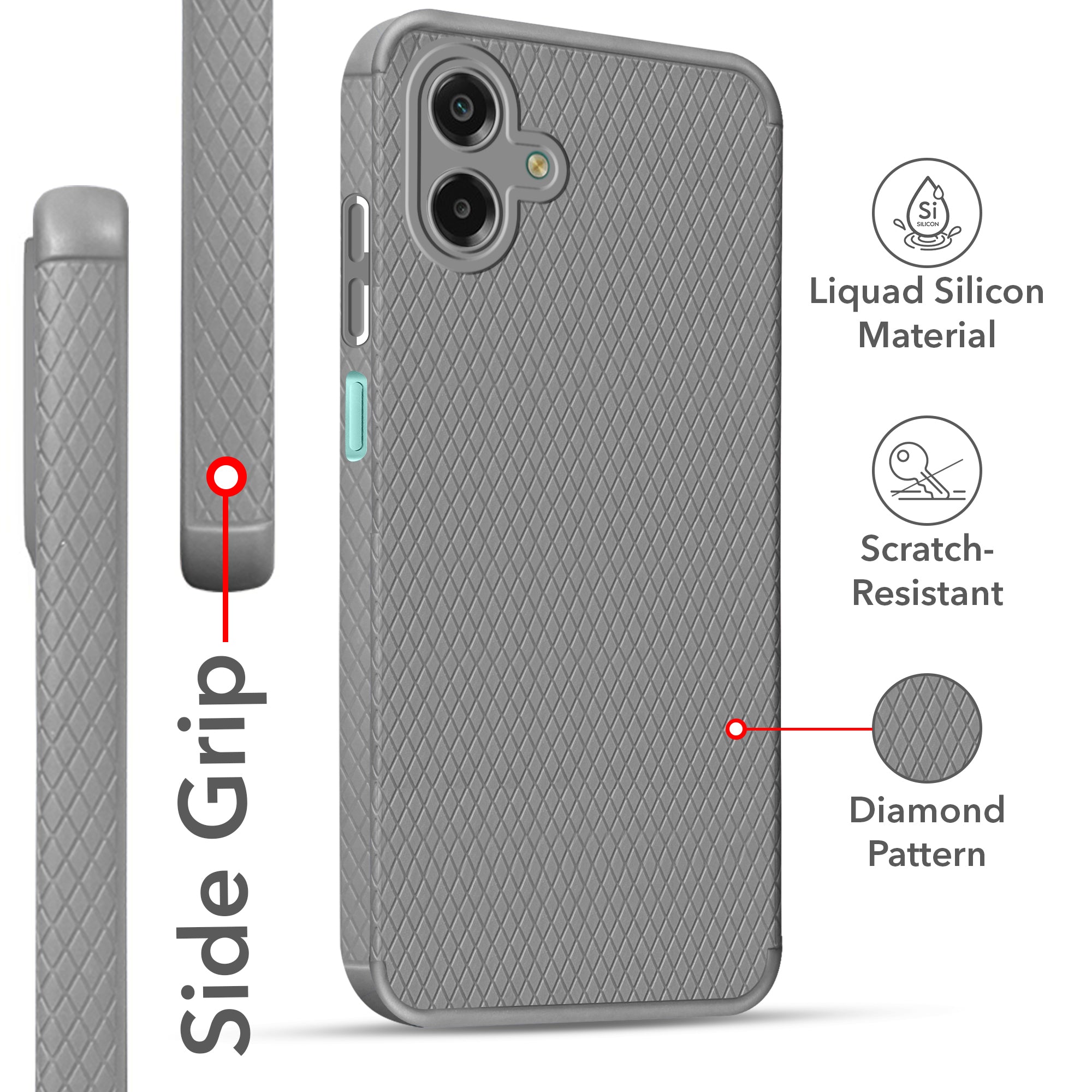 For Samsung Galaxy M07 | Samsung Galaxy F07 Back Cover Case Liquid Silicone (Camera Protection | Side Grip Texture | Soft and Flexible)