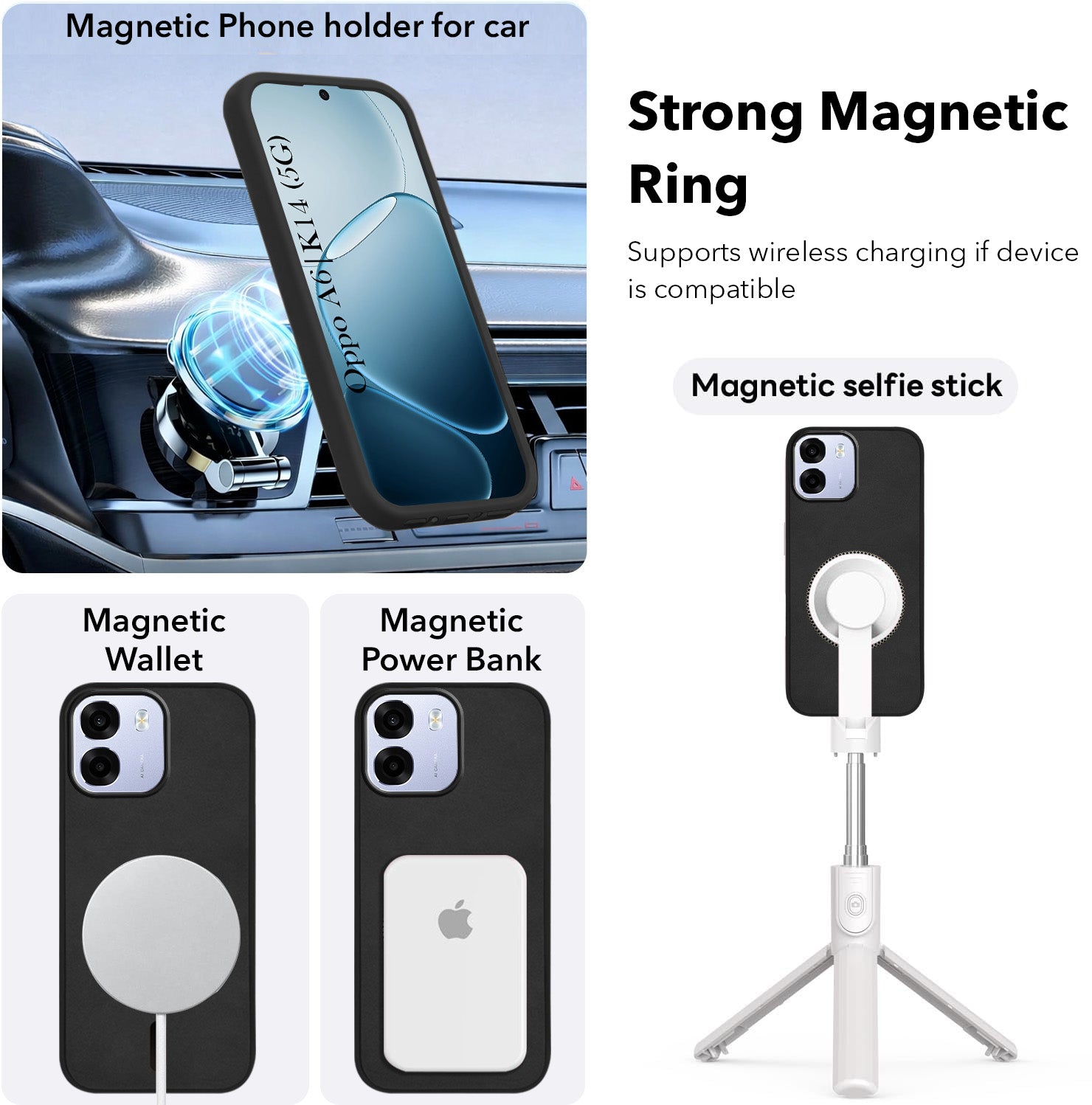 For Oppo A6 5G | Oppo K14 5G Back Cover Case Leather Finish (MagSafe Compatible Wireless Charging | Soft Touch | Camera Bump Protection)