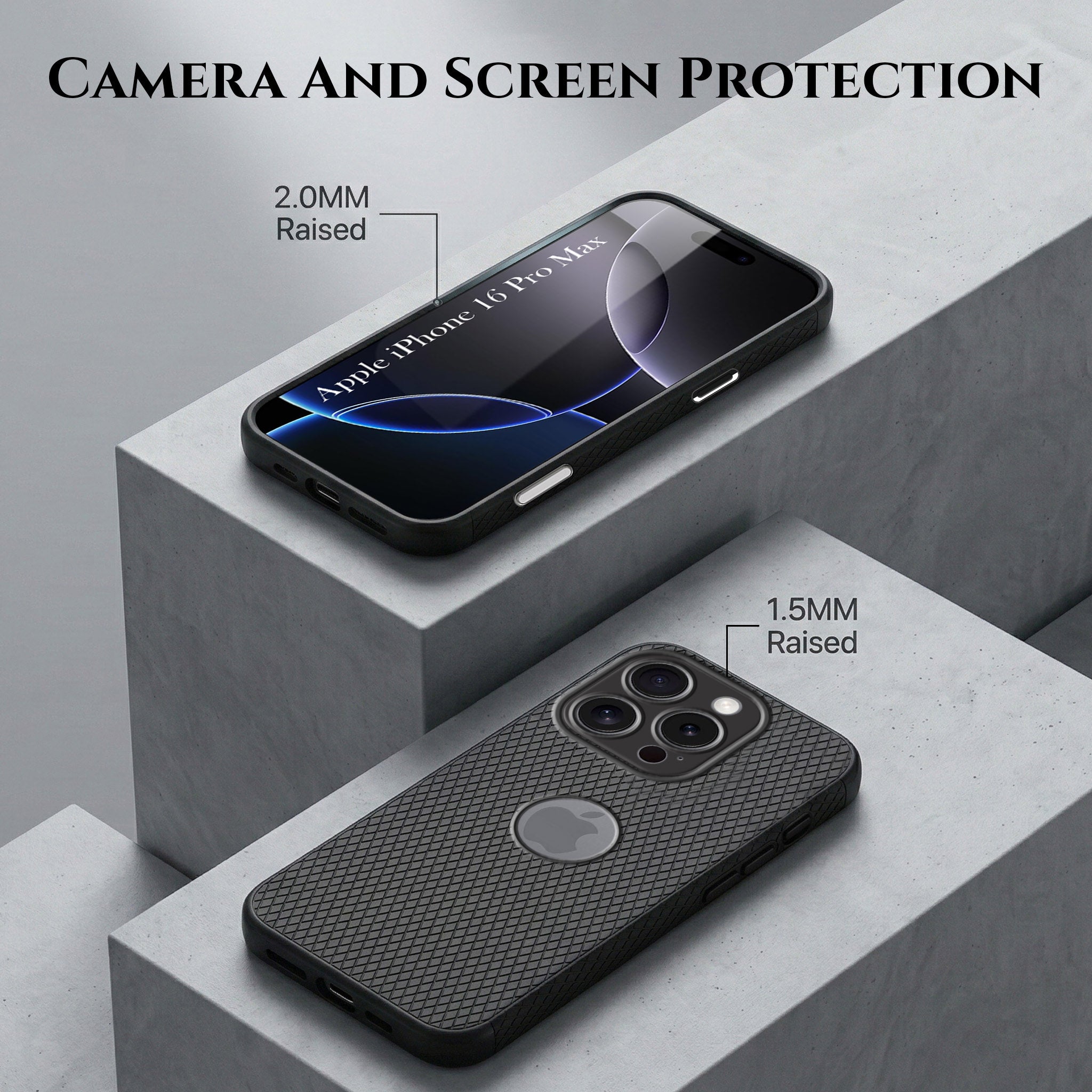 For Apple iPhone 16 Pro Max Combo with Back Cover and 9H Tempered Glass (Liquid Silicone | Camera Protection | Oleophobic Coating Screen Glass)