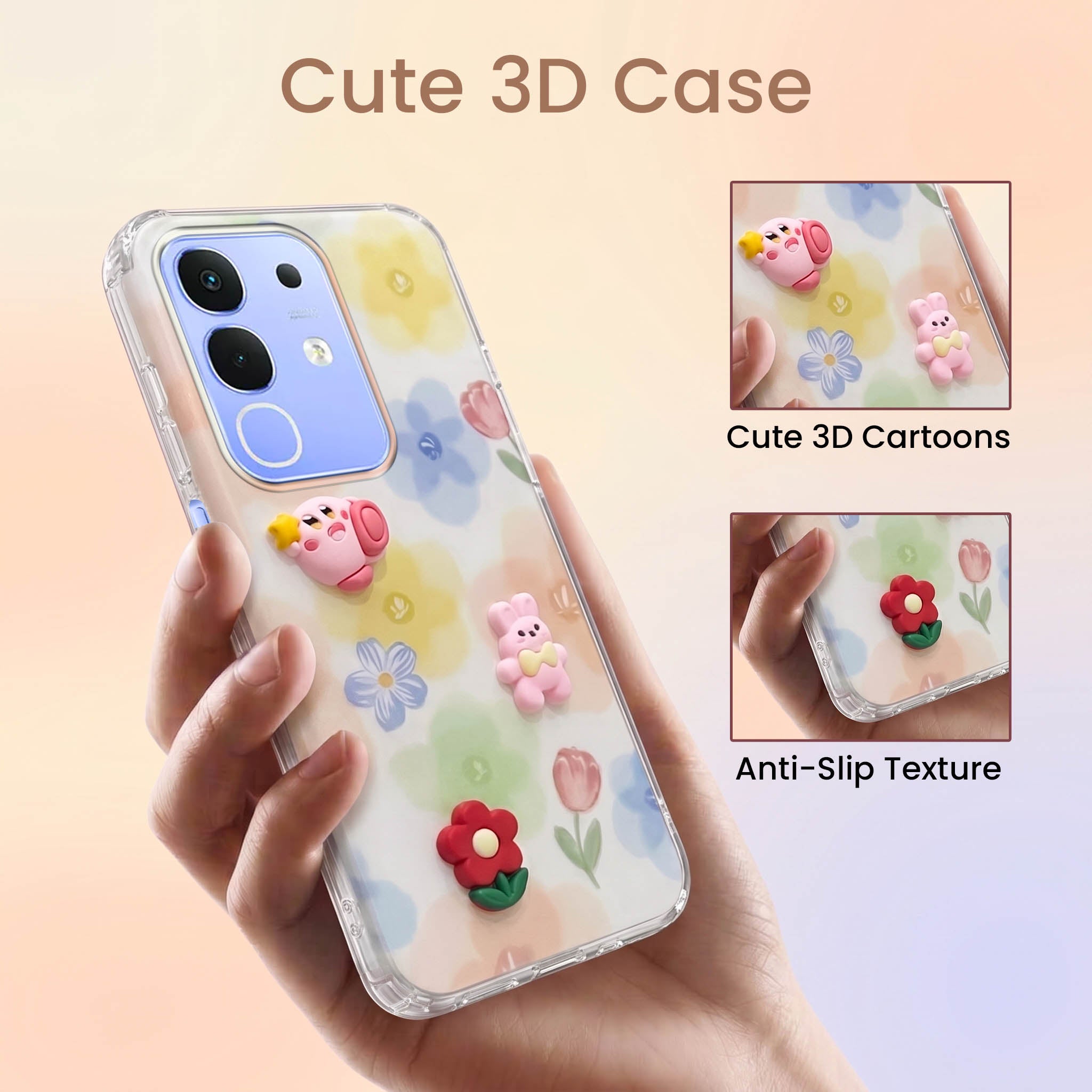 For Vivo iQOO Z10x Back Cover Case (3D Cute Cartoons | Hard Back Side Soft | Matte Premium Finish | HD Printing)