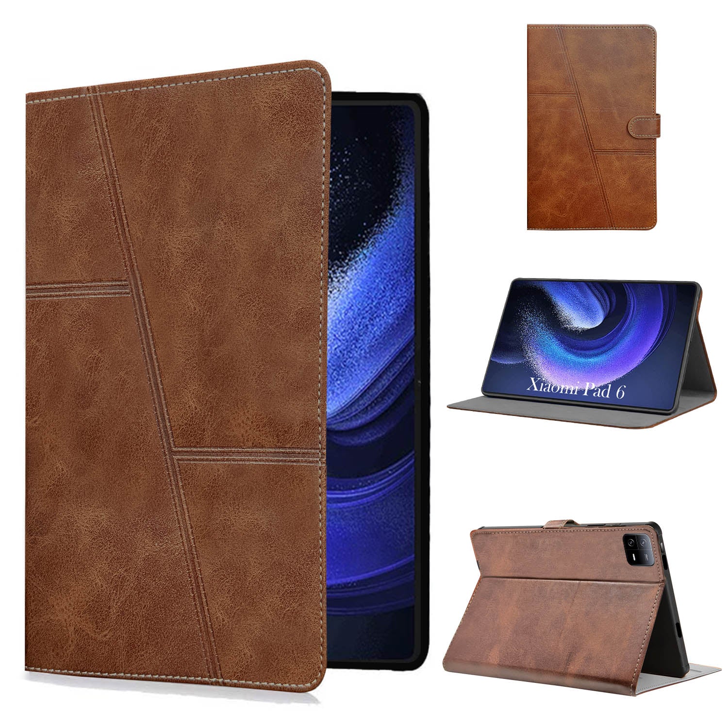 For Xiaomi Pad 6 11 Inch 23043RP34C/23043RP34G/23043RP34I Flip Cover Folio Case(PU Leather | Multi-Angle Smart Stand | Card Storage Slots | Silicone Back Pouch)