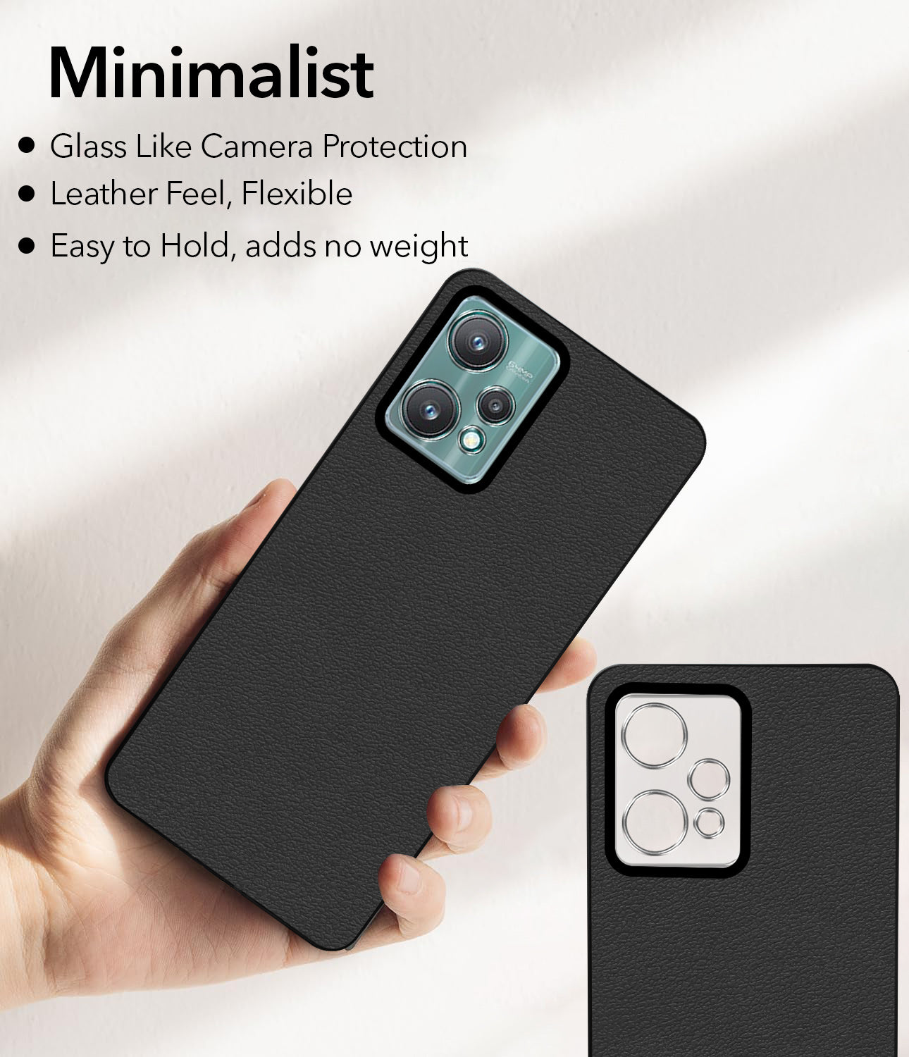 For Realme 9 Pro Back Cover Case (Glass Like Camera Protection | Leather Feel | Minimalist Professional Grip)