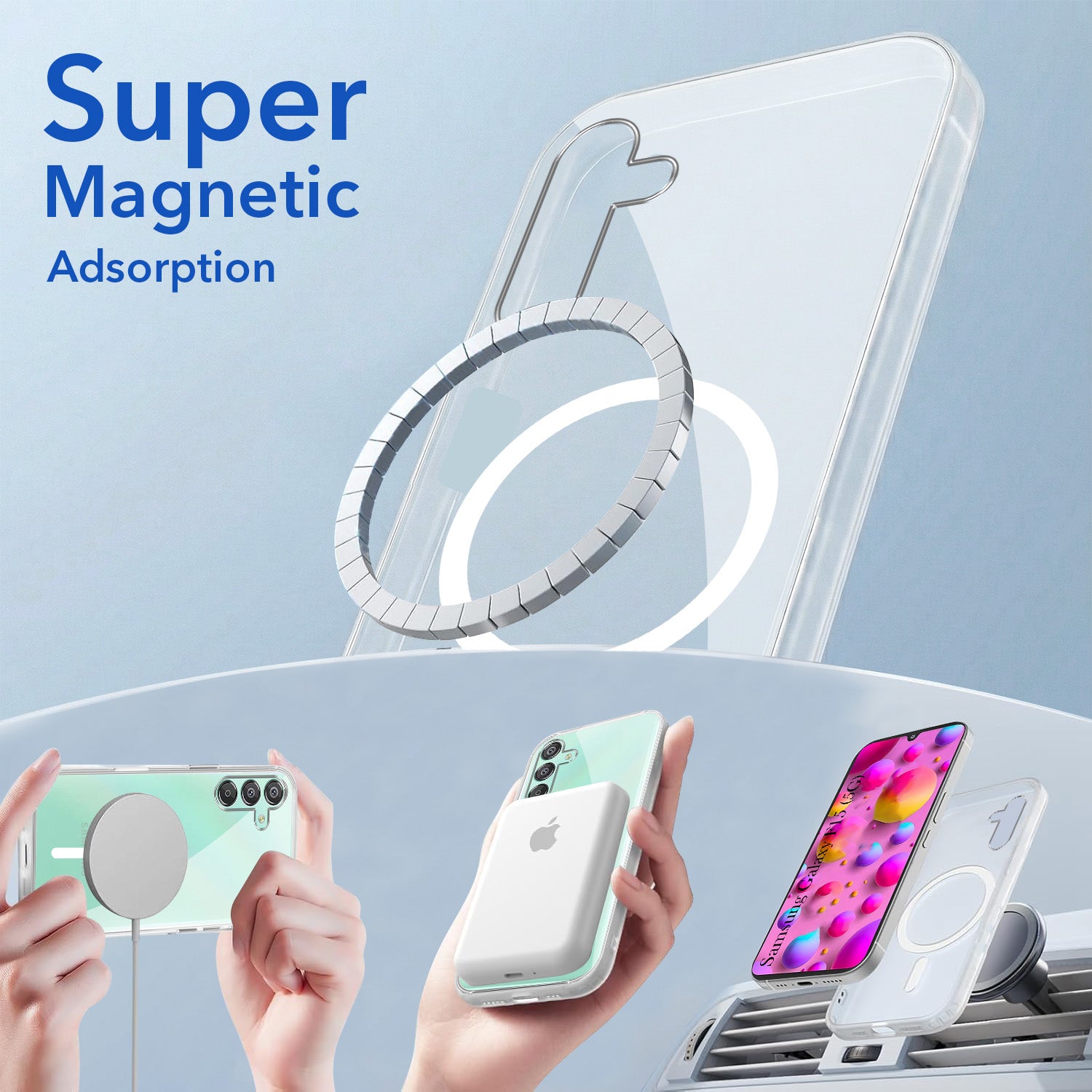 For Samsung Galaxy F15 5G Back Cover Case Lifetime Anti-Yellow MagSafe Compatible Clear (Sleek Hard Crystal | Shockproof and Camera Protection)