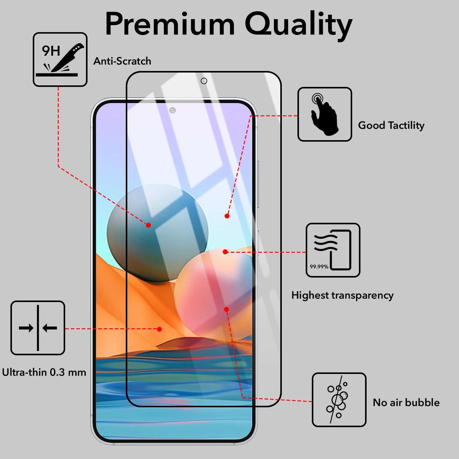 Tempered Glass For Redmi Note 10 Pro Gorilla Screen Protector With Installation Kit | Shatterproof, Full Coverage, HD Clear, Scratch Resistant (Pack of 1)