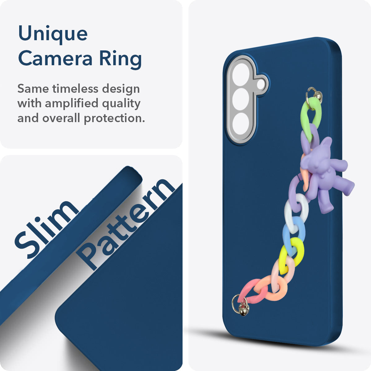 For Samsung Galaxy A26 5G Back Cover Case Silicone (Matte Finish |Wrist Hanging Chain | Teddy Bracelet Charms | Full Camera Protection)