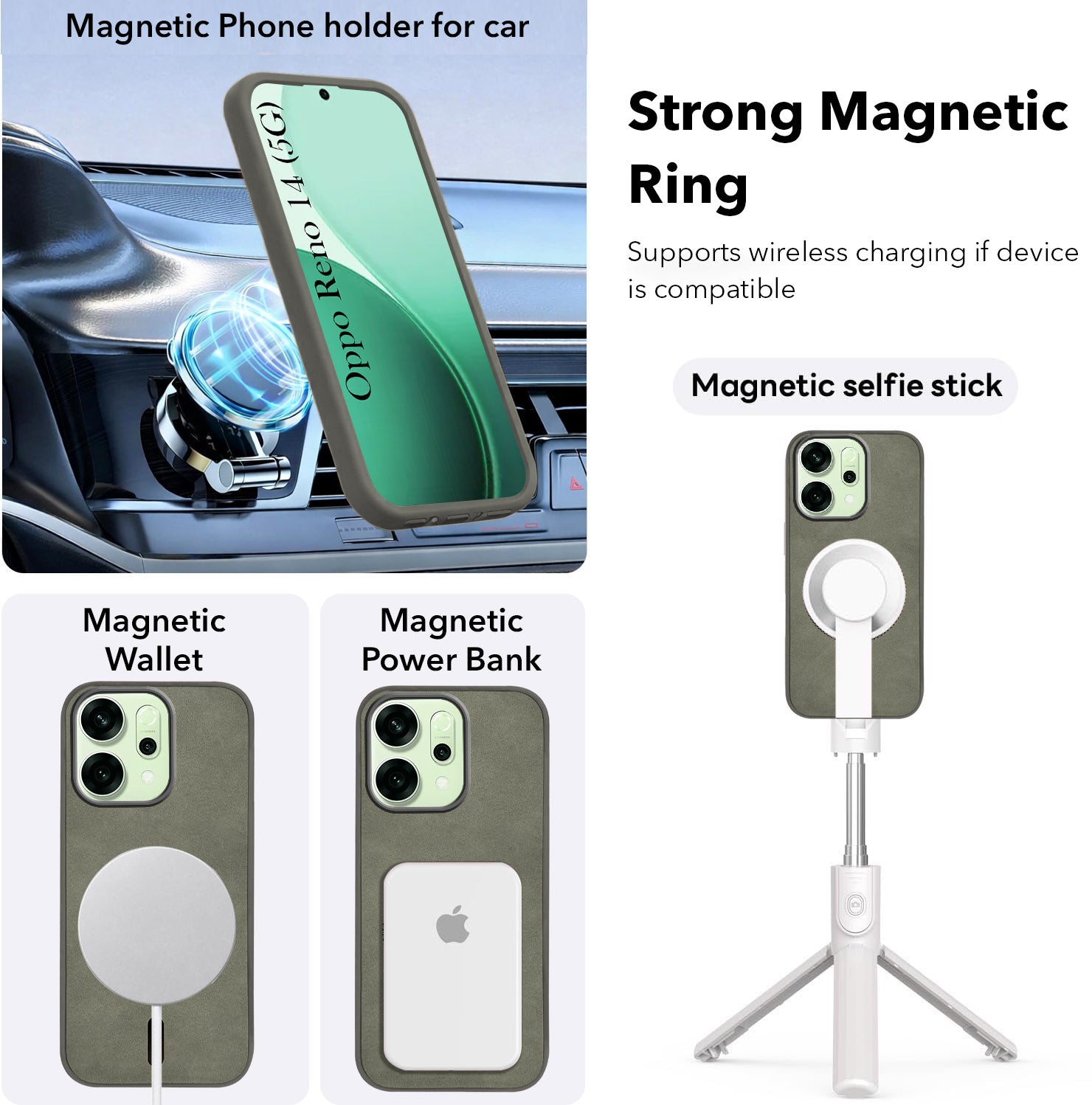 For Oppo Reno14 5G | Oppo Reno 14 5G Back Cover Case Leather Finish (MagSafe Compatible Wireless Charging | Soft Touch | Camera Bump Protection)