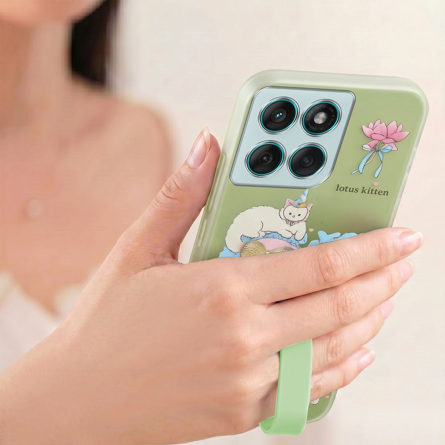 For Motorola Moto Edge 60 Fusion Back Cover Case (3D Cute Heart Strap Holder | Camera Protection | Designer Girls Print)