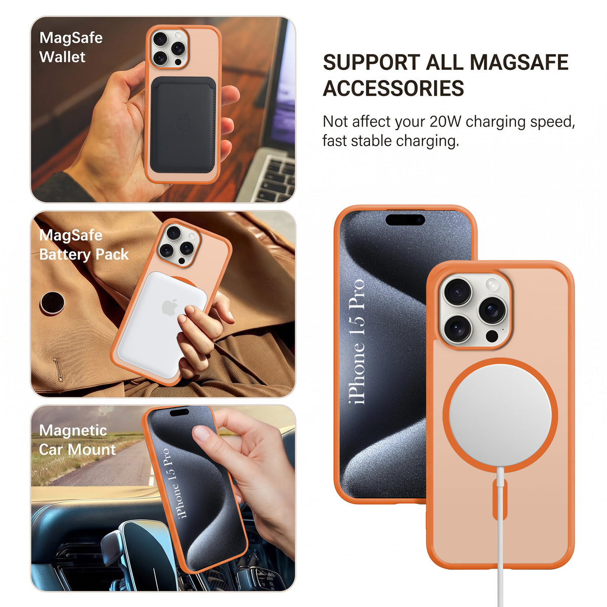 For Apple iPhone 15 Pro Matte Finish Back Case Cover (MagSafe Compatible | Translucent Soft Touch | Slim and Unbreakable)