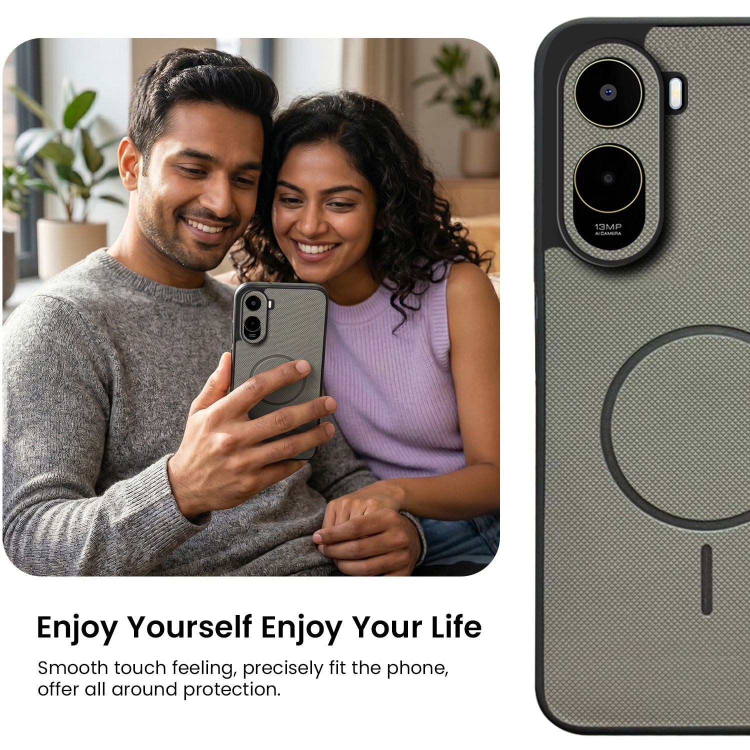 For Poco C81 5G Back Cover Case PU Leather (Texture Grip Design | Professional Minimalist | Camera Protection | Soft and Flexible)
