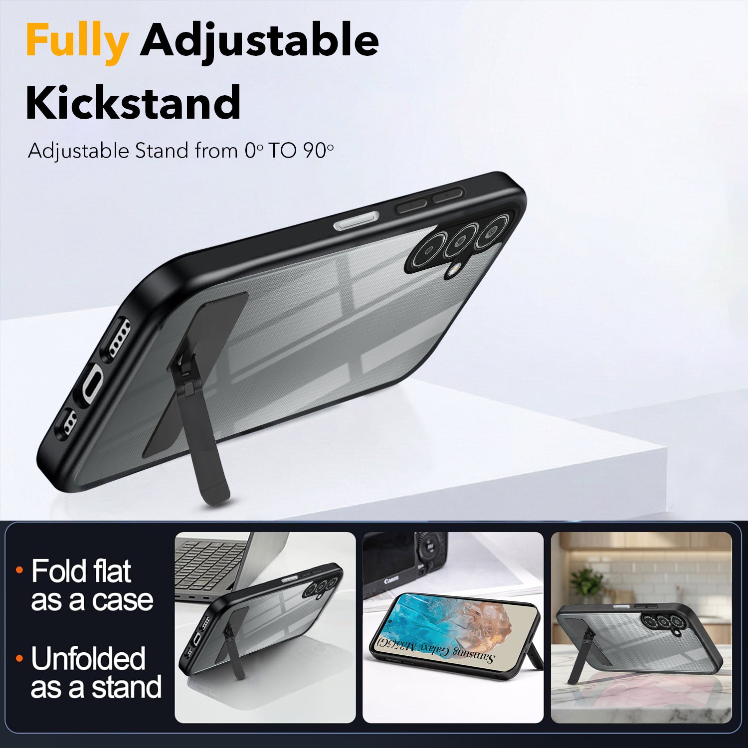 For Samsung Galaxy M35 5G Back Cover Case (Built-in Stand | Lifetime Anti Yellow | Kickstand Shockproof | Camera Protection | MagSafe Compatible)