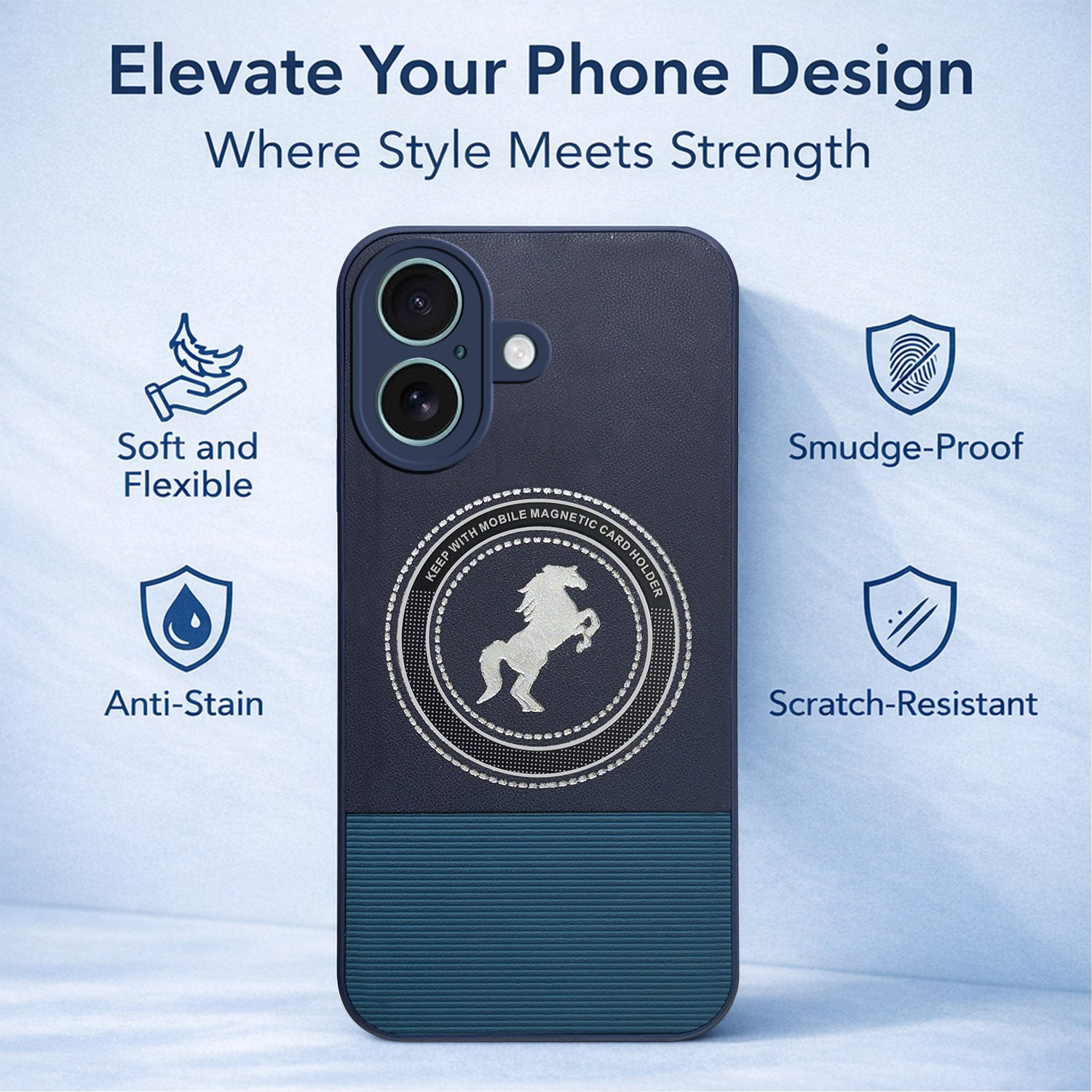 For Apple iPhone 16 Back Cover Case PU Leather Finish (Professional Minimalist Texture | MagSafe Compatile | Camera Protection | Sleek Sober Formal)