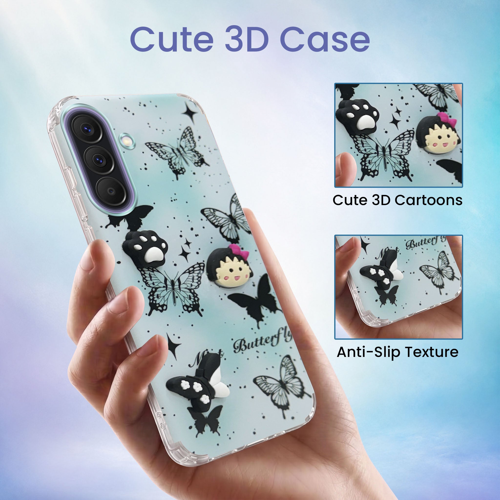 For Samsung Galaxy A57 5G Back Cover Case (3D Cute Cartoons | Hard Back Side Soft | Matte Premium Finish | HD Printing)