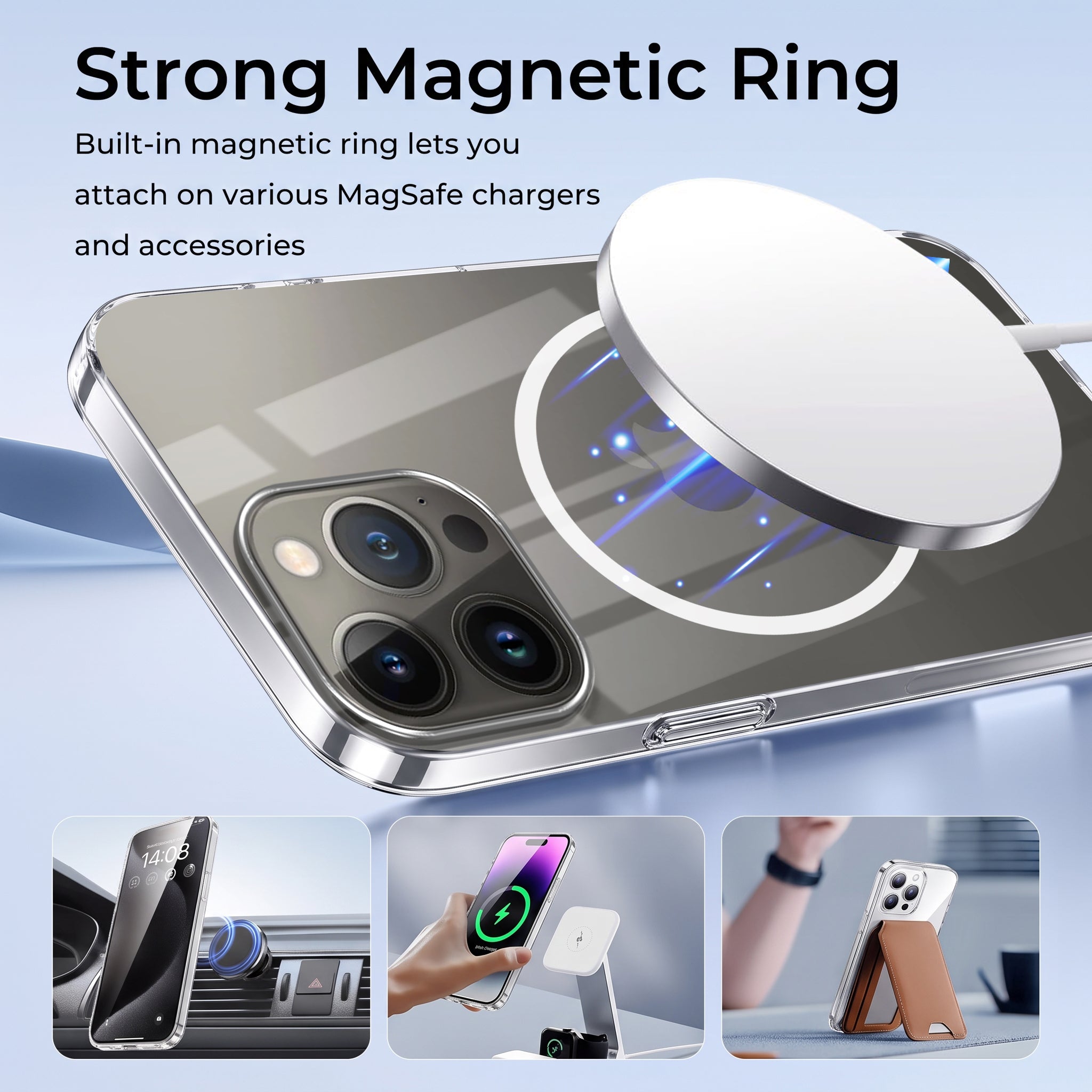 For Apple iPhone 13 Pro Max Back Case Cover Crystal Anti Yellow (Unbreakable PC | MagSafe Wireless Charging Support |Camera Protection Bump)