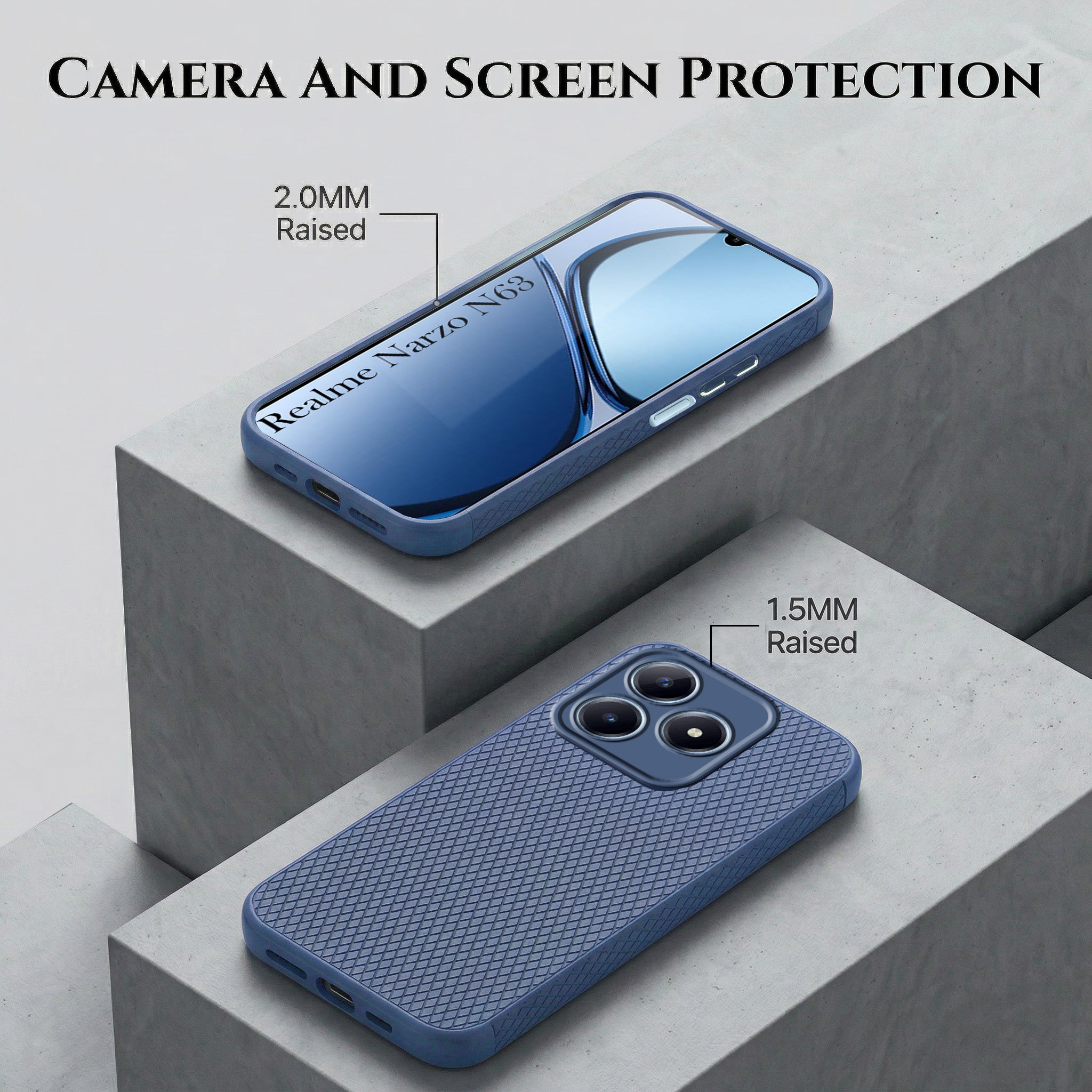 For Realme Narzo N63 Combo with Back Cover and 9H Tempered Glass (Liquid Silicone | Camera Protection | Oleophobic Coating Screen Glass)