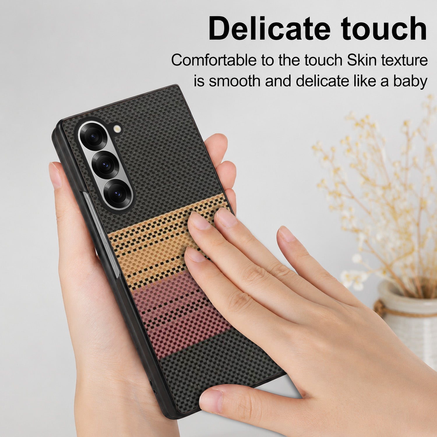 For Samsung Galaxy Z Fold 6 5G Back Flip Case Cover (Craft Printed Design | Hybrid Texture | Inside Microfiber Cloth)