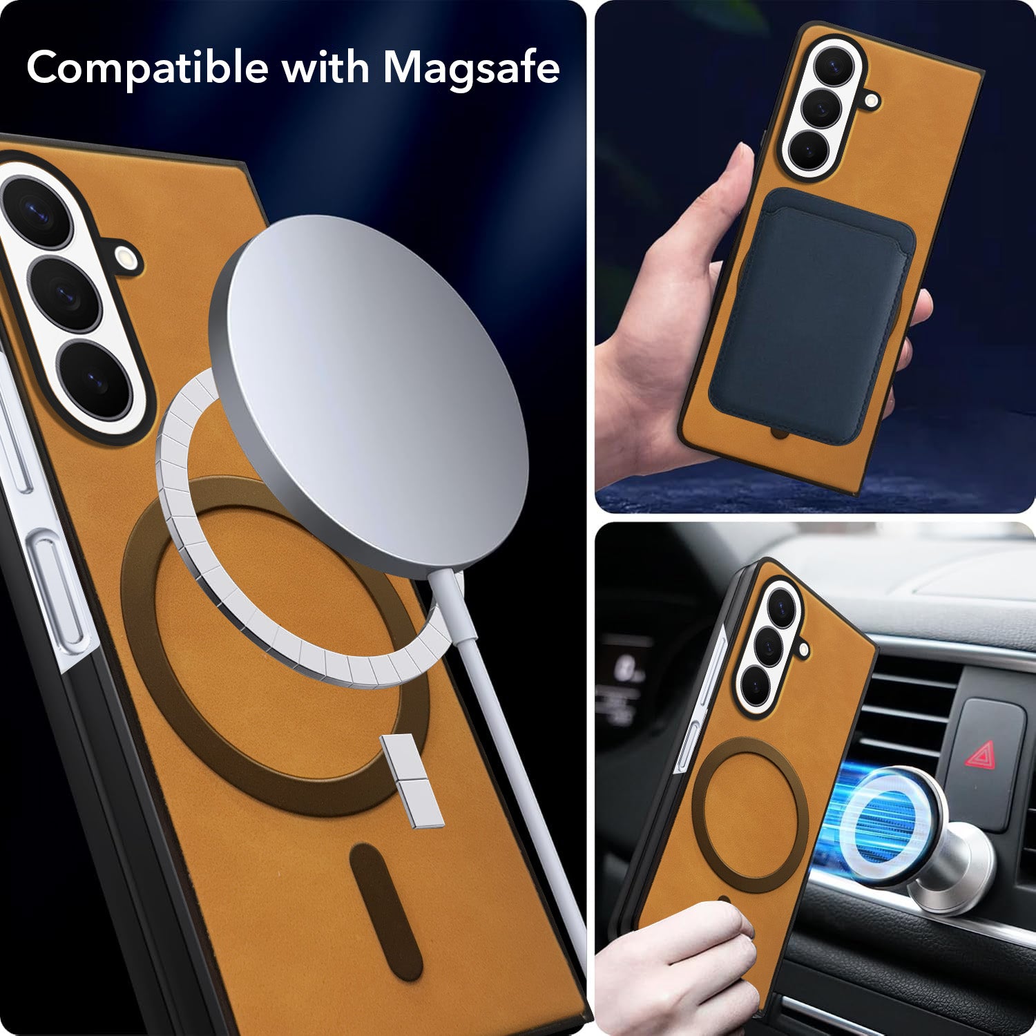 For Samsung Galaxy Z Fold 8 Ultra Back Cover Case Leather Finish (MagSafe Wireless Charging Compatible | Inside Microfiber Cloth)
