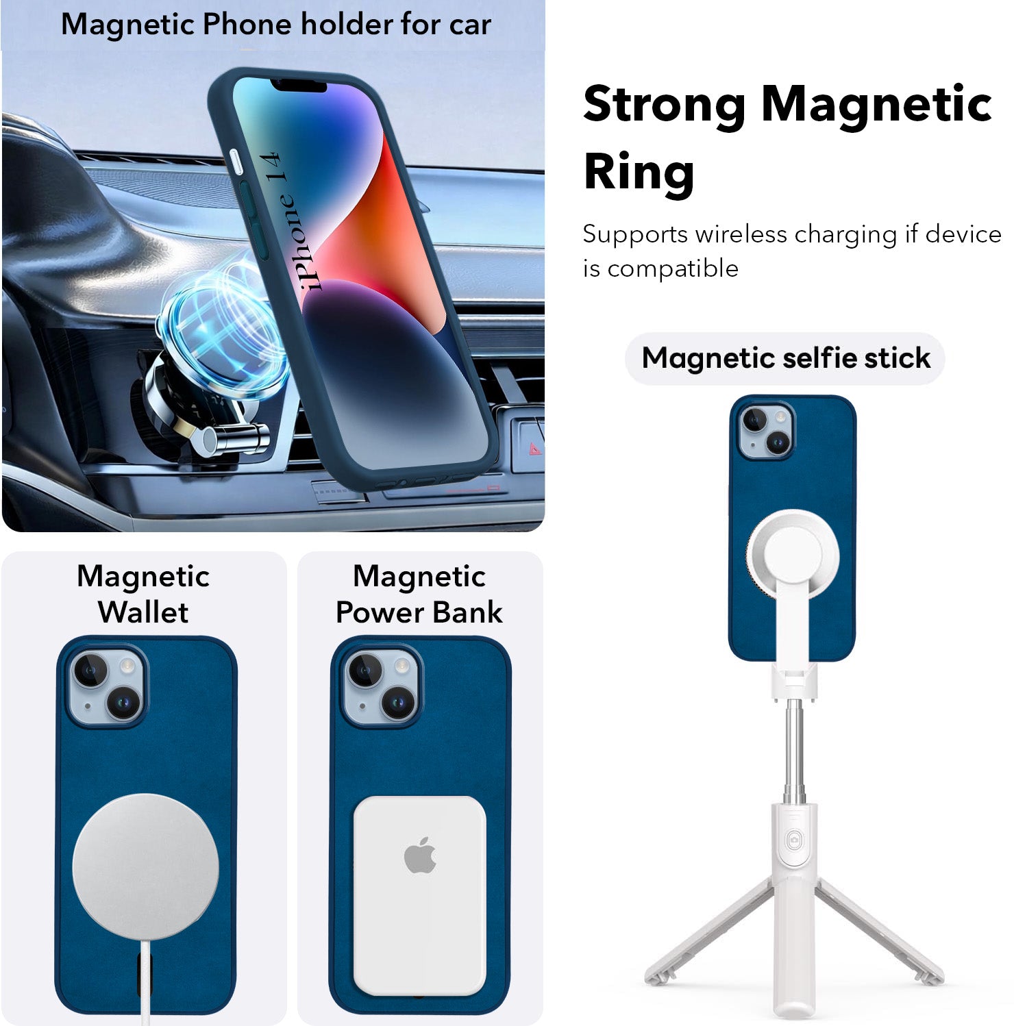 For Apple iPhone 14 Back Cover Case (Sleek Leather Finish | MagSafe Compatible Wireless Charging | Camera Bump Protection)