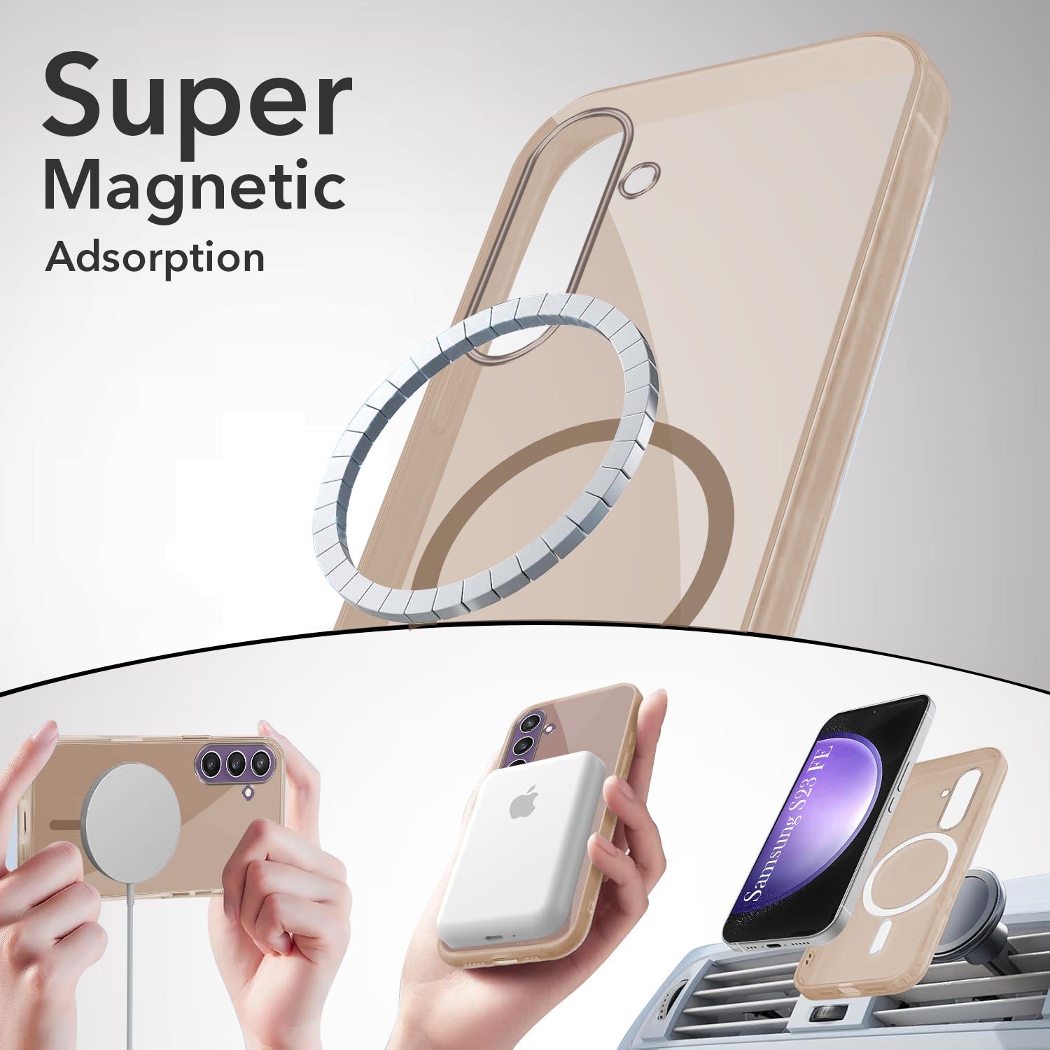 For Samsung Galaxy S23 FE 5G Back Cover Case Lifetime Anti-Yellow MagSafe Compatible Clear (Sleek Hard Crystal | Shockproof and Camera Protection)