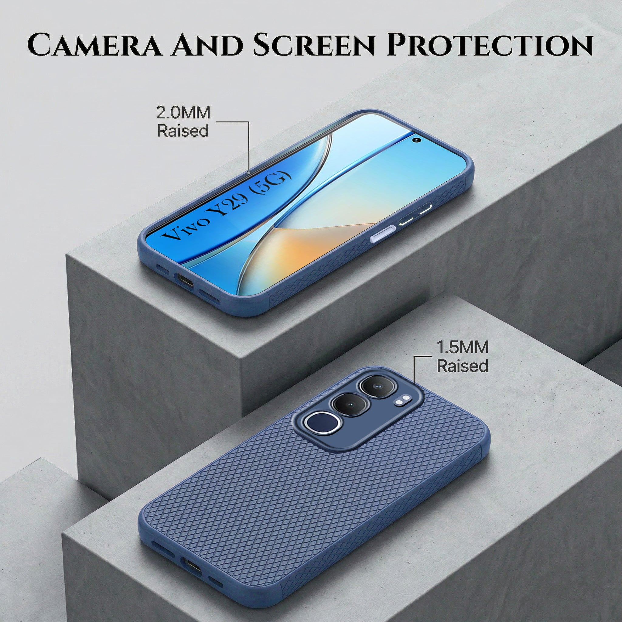 For Vivo Y29 Combo with Back Cover and 9H Tempered Glass (Liquid Silicone | Camera Protection | Oleophobic Coating Screen Glass)