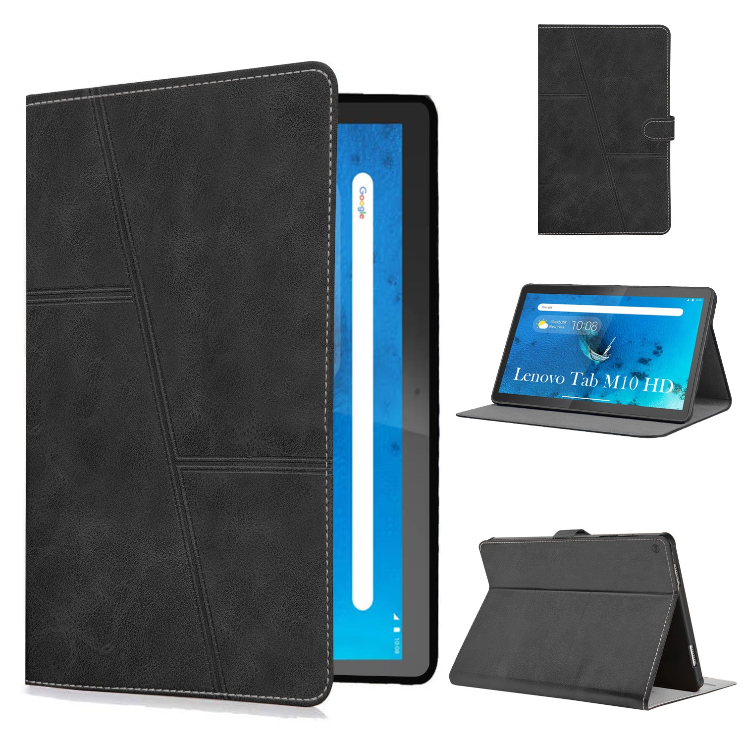 For Flip Cover Folio Case Lenovo Tab M10 HD (TB-X306X) 12 Inch (PU Leather | Multi-Angle Smart Stand | Card Storage Slots | Silicone Back Pouch)