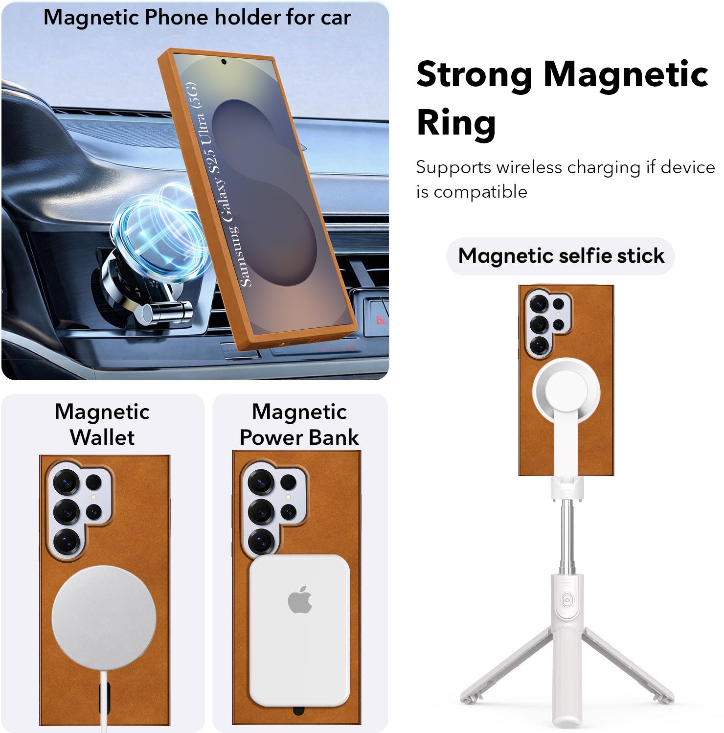 For Samsung Galaxy S25 Ultra Back Cover Case (Sleek Leather Finish | MagSafe Compatible Wireless Charging | Camera Bump Protection)