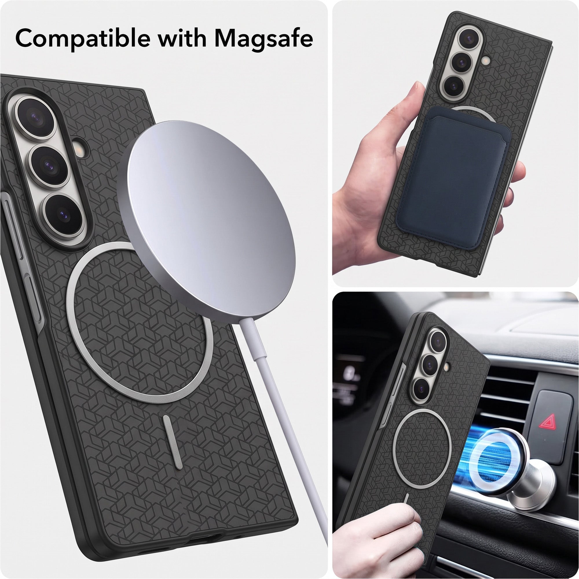 For Samsung Galaxy Z Fold 7 Back Cover Case Leather Finish (MagSafe Wireless Charging Compatible | Inside Microfiber Cloth)