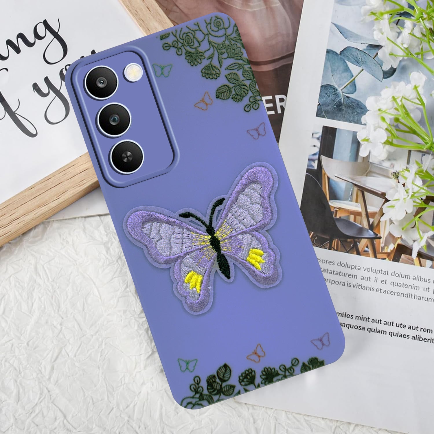 For Realme C83 5G Back Cover Case (Soft Butterfly Embroidery | Women Teen Girls | Camera Protection| Matte Silicone)
