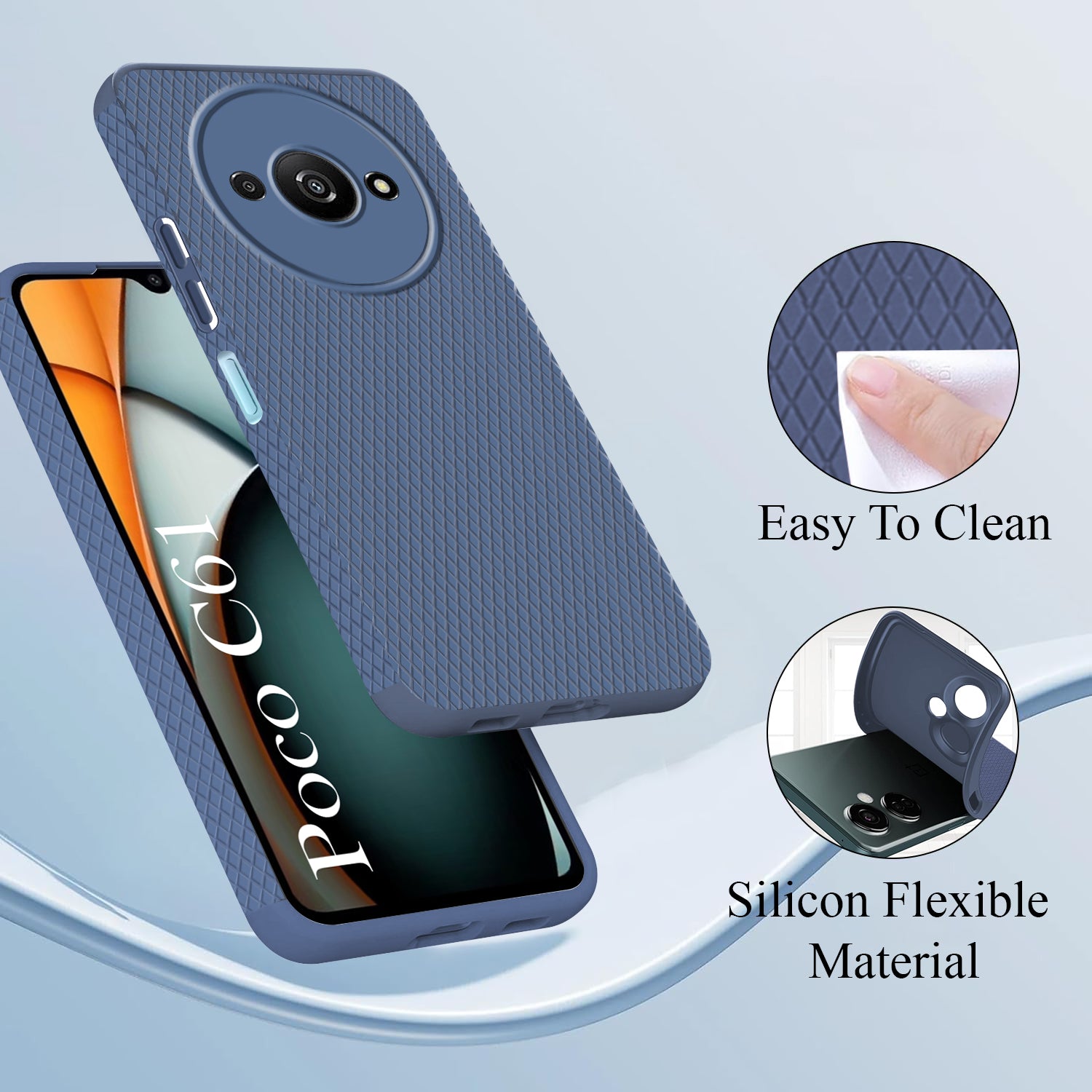 For Xiaomi Poco C61 Back Cover Case (Liquid Silicone | Side Grip | Camera Protection)