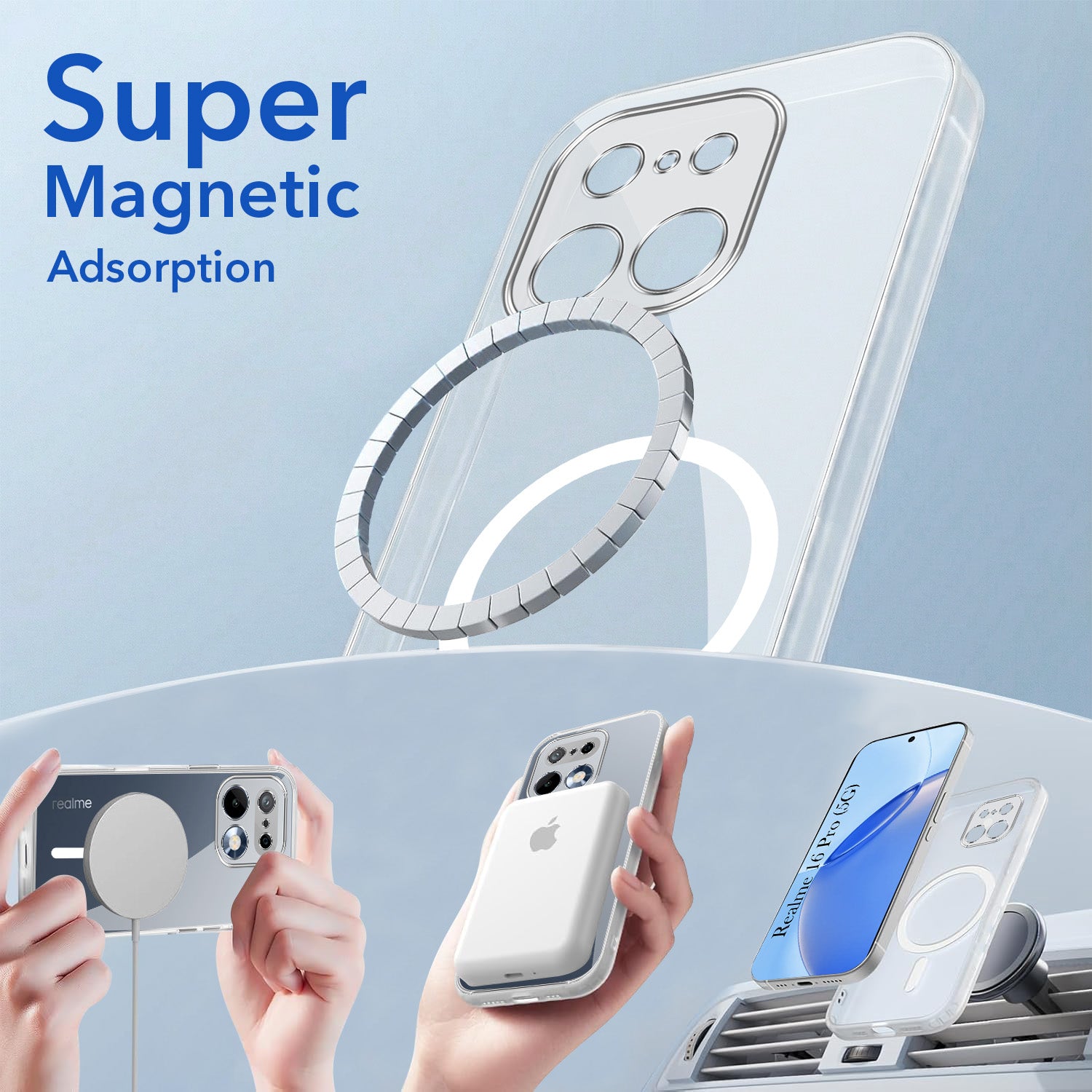 For Realme 16 Pro Back Cover Case Lifetime Anti-Yellow MagSafe Compatible Clear (Sleek Hard Crystal | Shockproof and Camera Protection)