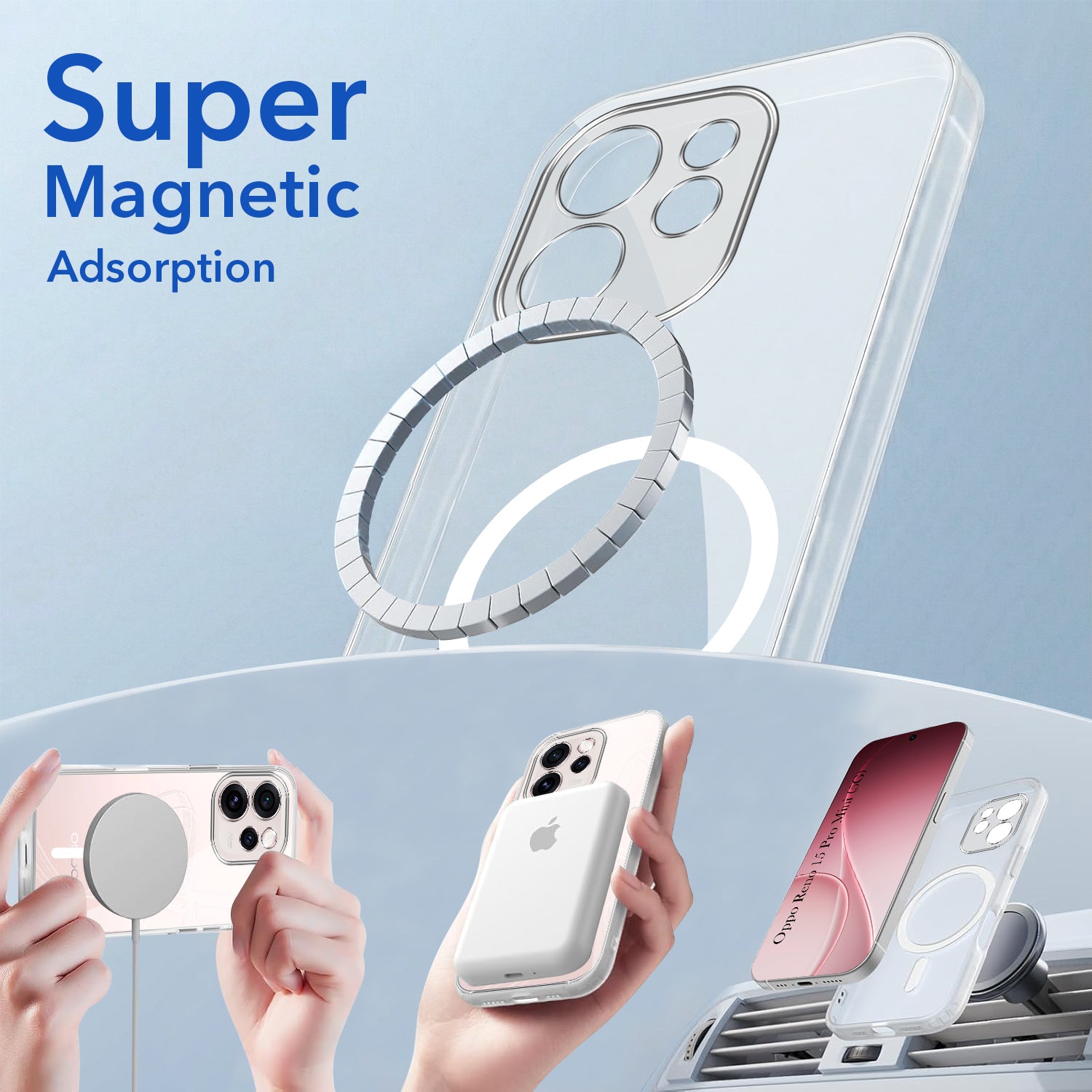 For Oppo Reno15 Pro Mini 5G Back Cover Case Lifetime Anti-Yellow MagSafe Compatible Clear (Sleek Hard Crystal | Shockproof and Camera Protection)