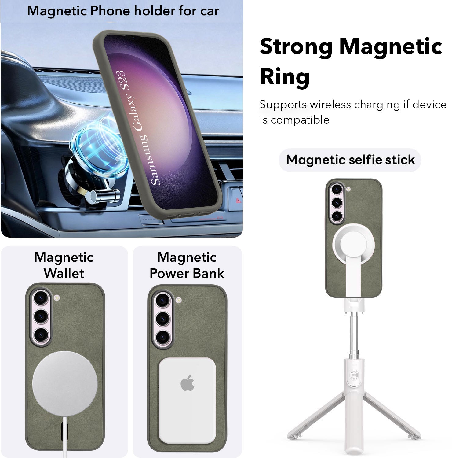 For Samsung Galaxy S23 5G Back Cover Case (Sleek Leather Finish | MagSafe Compatible Wireless Charging | Camera Bump Protection)