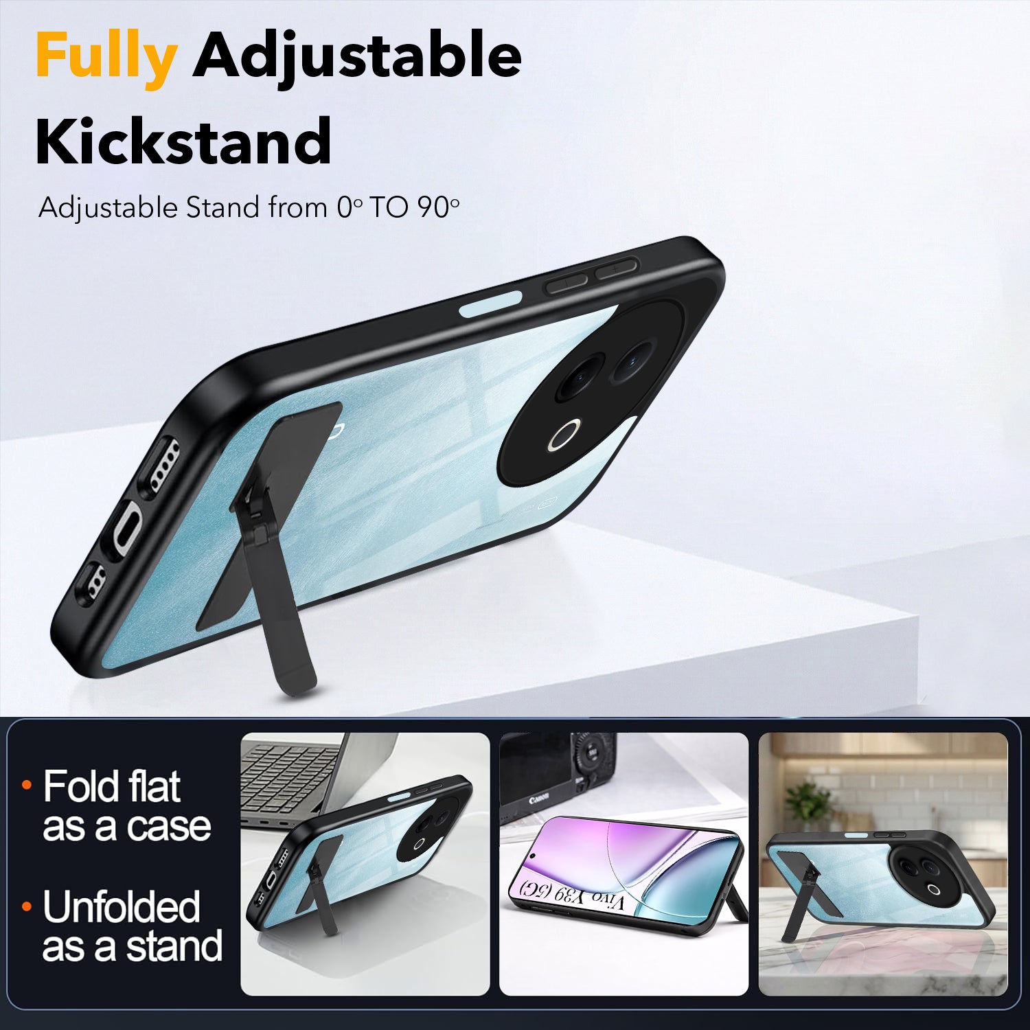 For Vivo Y39 Back Cover Case (Built-in Stand | Lifetime Anti Yellow | Kickstand Shockproof | Camera Protection | MagSafe Compatible)