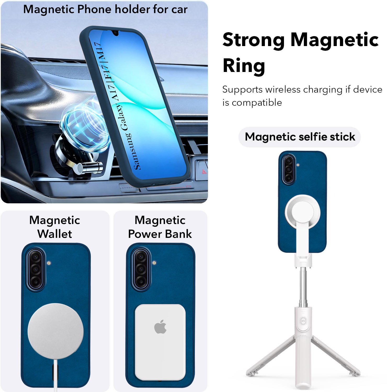 For Samsung Galaxy A17 | Samsung F17 | Samsung M17 5G Back Cover Case Leather Finish (MagSafe Compatible Wireless Charging | Soft Touch | Camera Bump Protection)