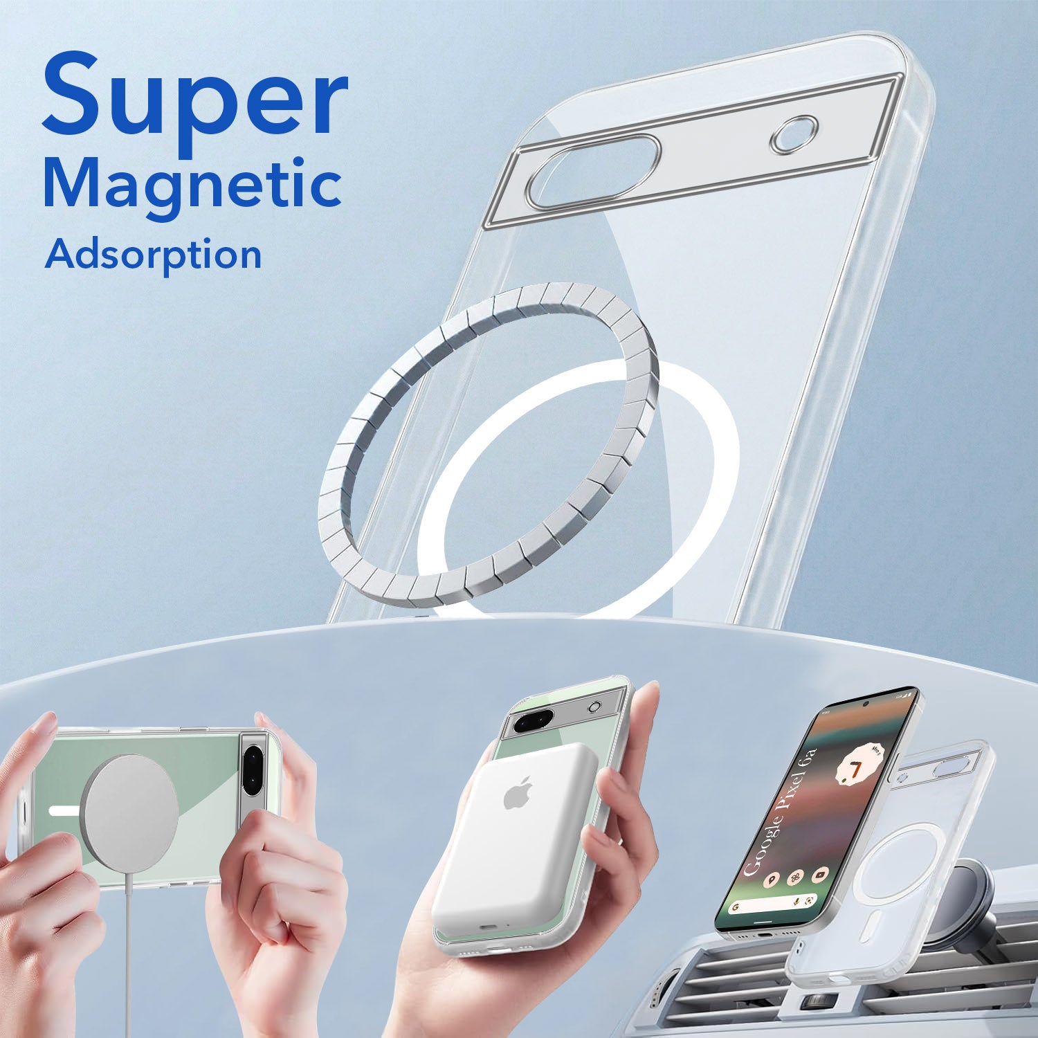 For Google Pixel 6a Back Cover Case Lifetime Anti-Yellow MagSafe Compatible Clear (Sleek Hard Crystal | Shockproof and Camera Protection)