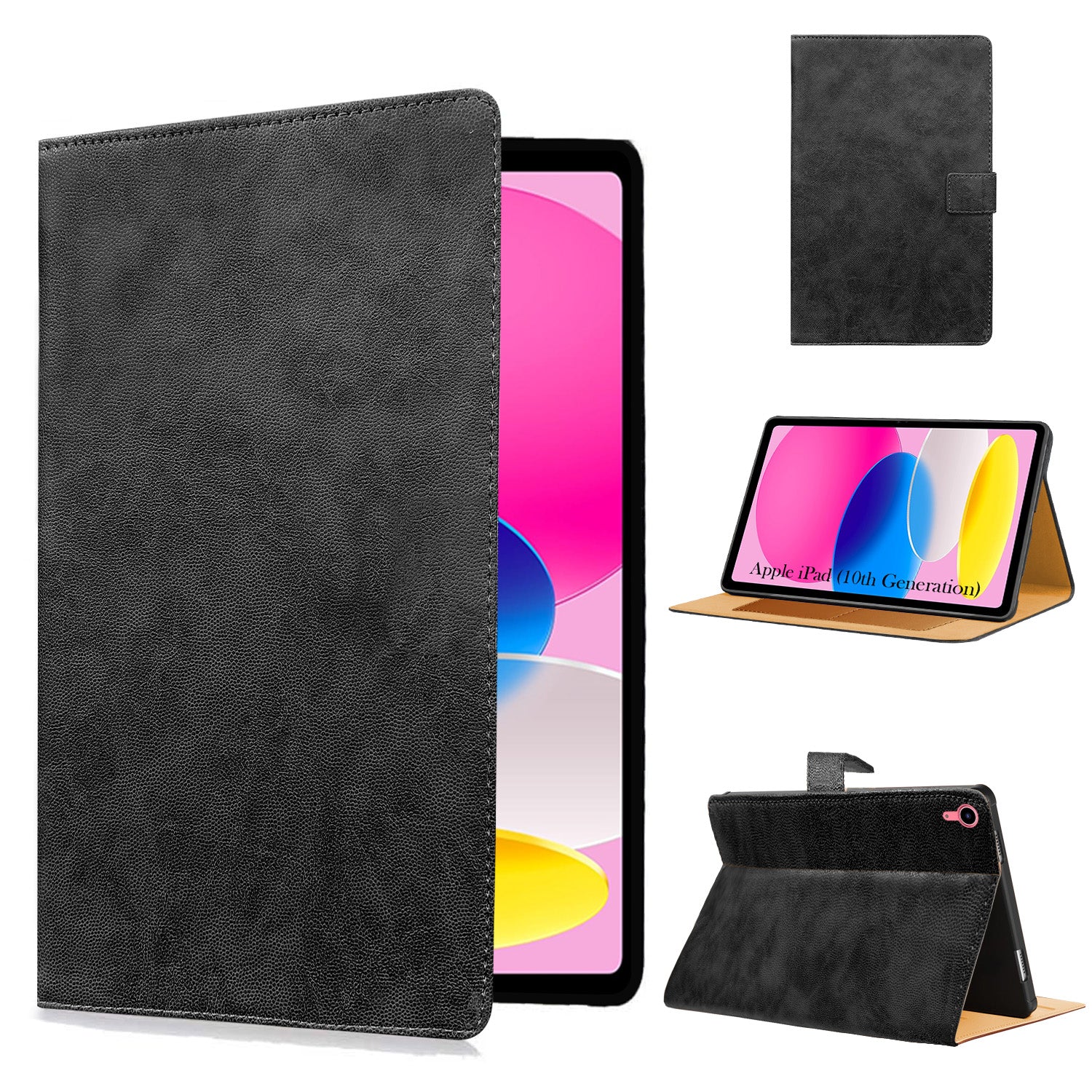 For Apple iPad  Flip Cover Folio Cover (10th Generation) 10.9 Inch A3162/A2757/A2777/A2696/iPad13/18/iPad13/19 (PU Leather | Multi-Angle Smart Stand | Card Storage Slots | Silicone Back Pouch)