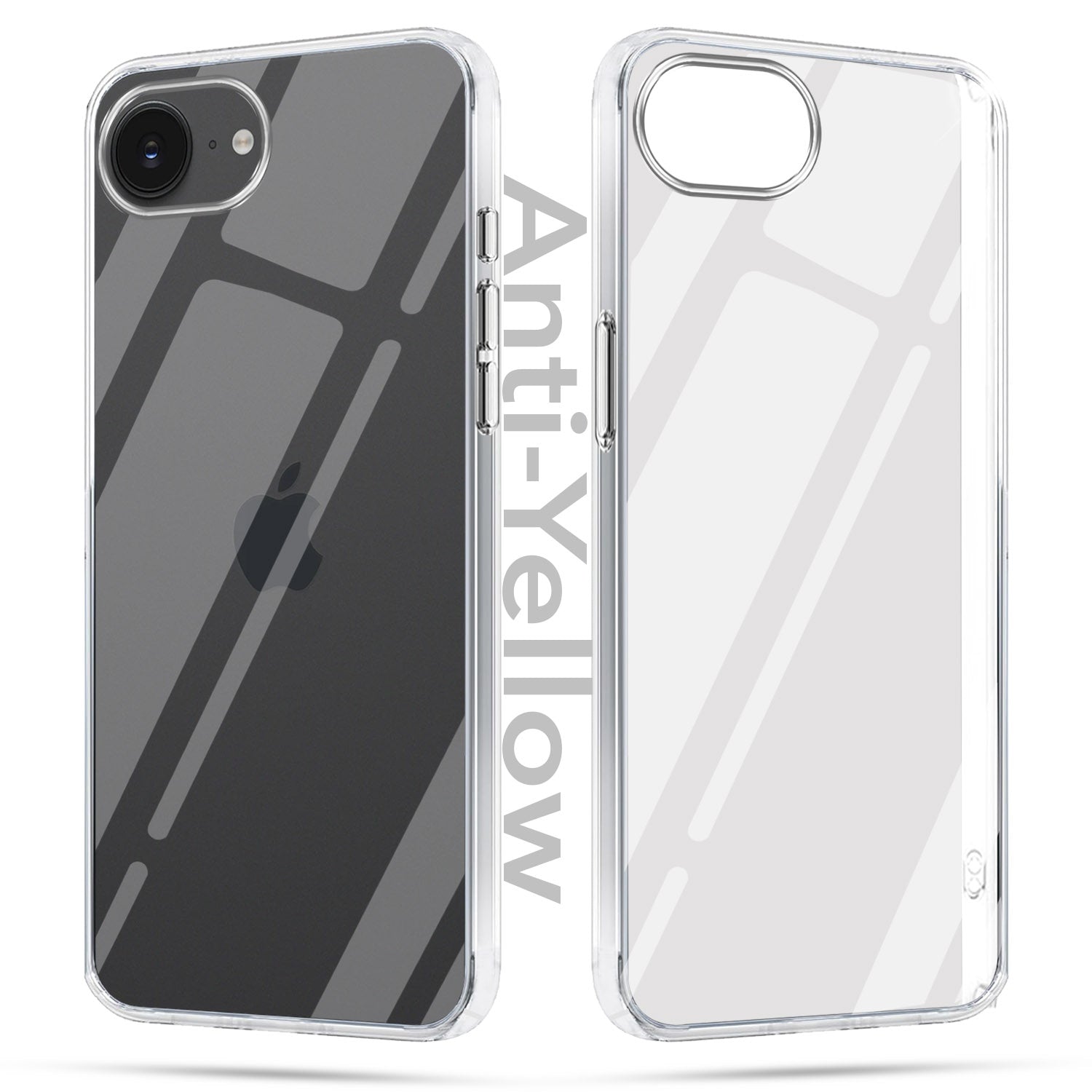 For Apple iPhone 16e | iPhone 17e Combo with Back Cover and 9H Tempered Glass (Lifetime Anti-Yellow | Sleek Hard Crystal | Oleophobic Coating Screen Glass)