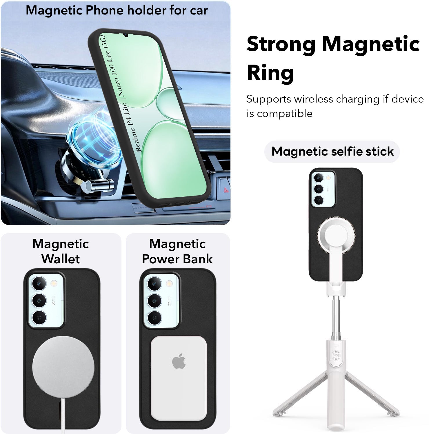 For Realme P4 Lite 5G | Narzo 100 Lite 5G Back Cover Case Leather Finish (MagSafe Compatible Wireless Charging | Soft Touch | Camera Bump Protection)