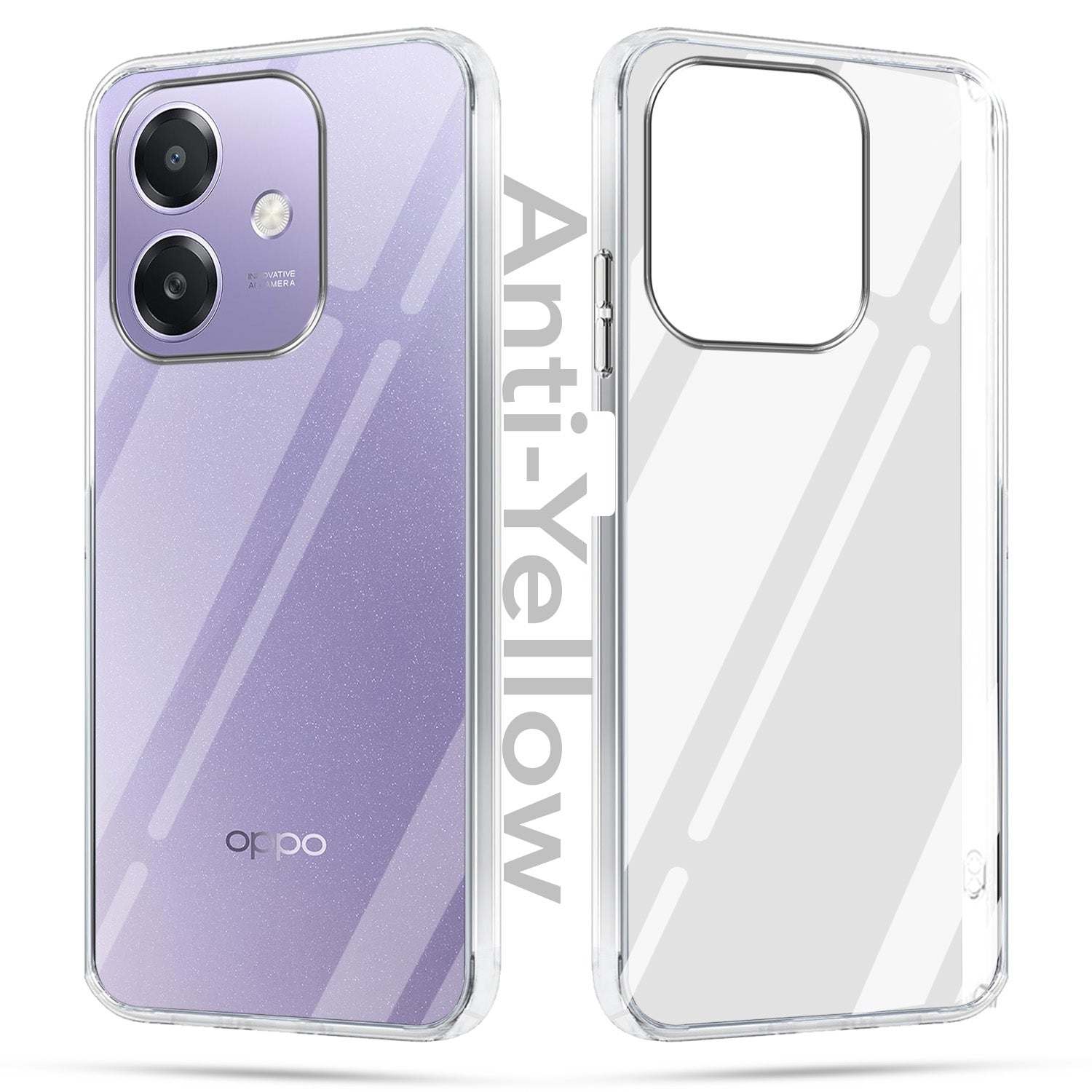 For Oppo A3X (4G/5G) | Oppo A3 5G Combo with Back Cover and 9H Tempered Glass (Lifetime Anti-Yellow | Sleek Hard Crystal | Oleophobic Coating Screen Glass)