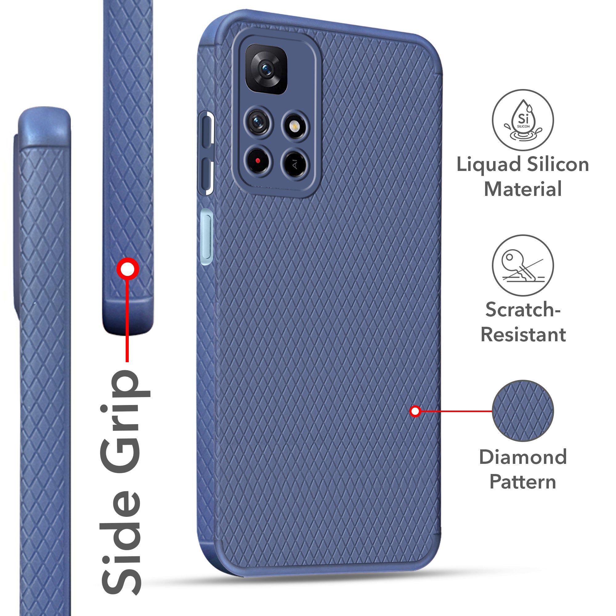 For Xiaomi Redmi Note 11T 5G Back Cover Case Liquid Silicone (Camera Protection | Side Grip Texture | Soft and Flexible)