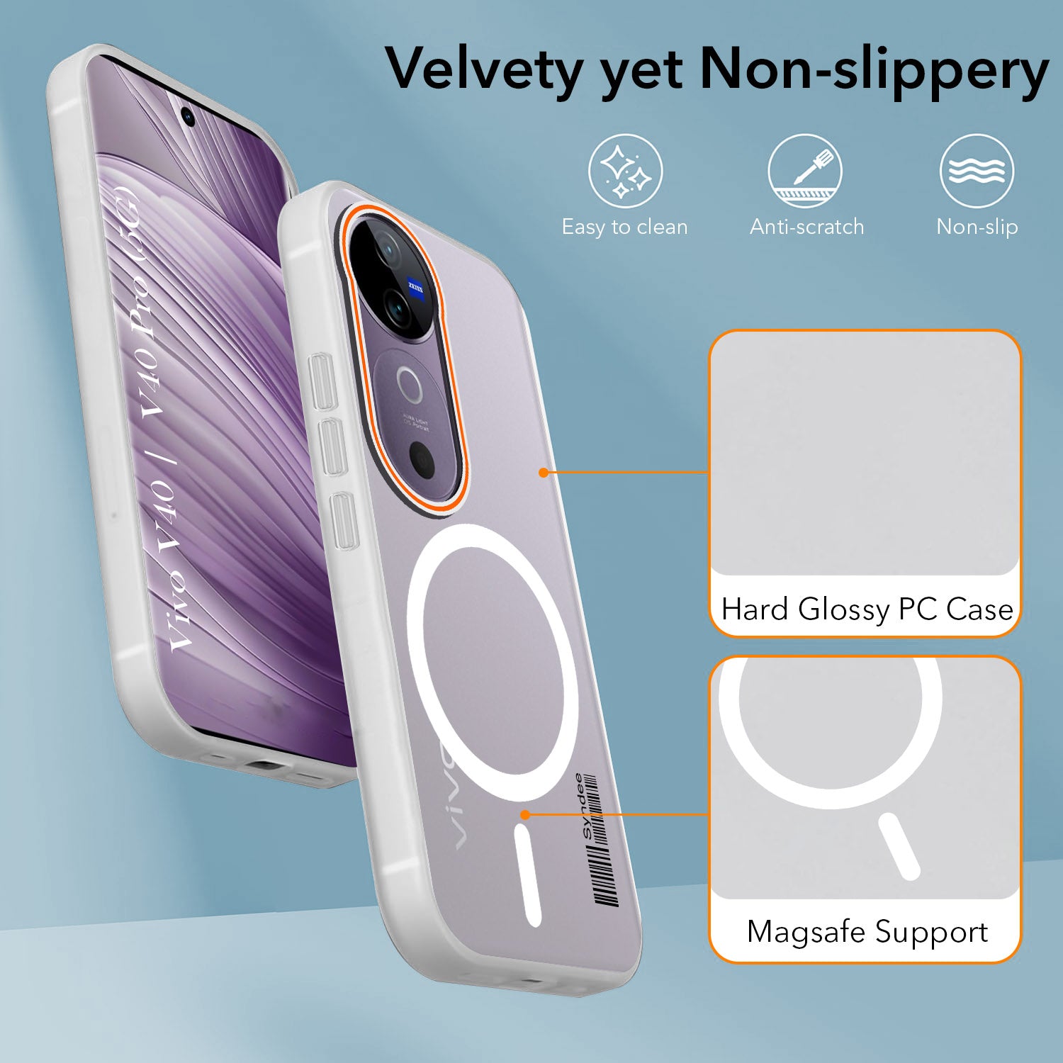 For Vivo V40 | Vivo V40 Pro 5G Back Cover Case (Soft Touch | Camera Bump Protection | MagSafe Compatible | Matte Finish)