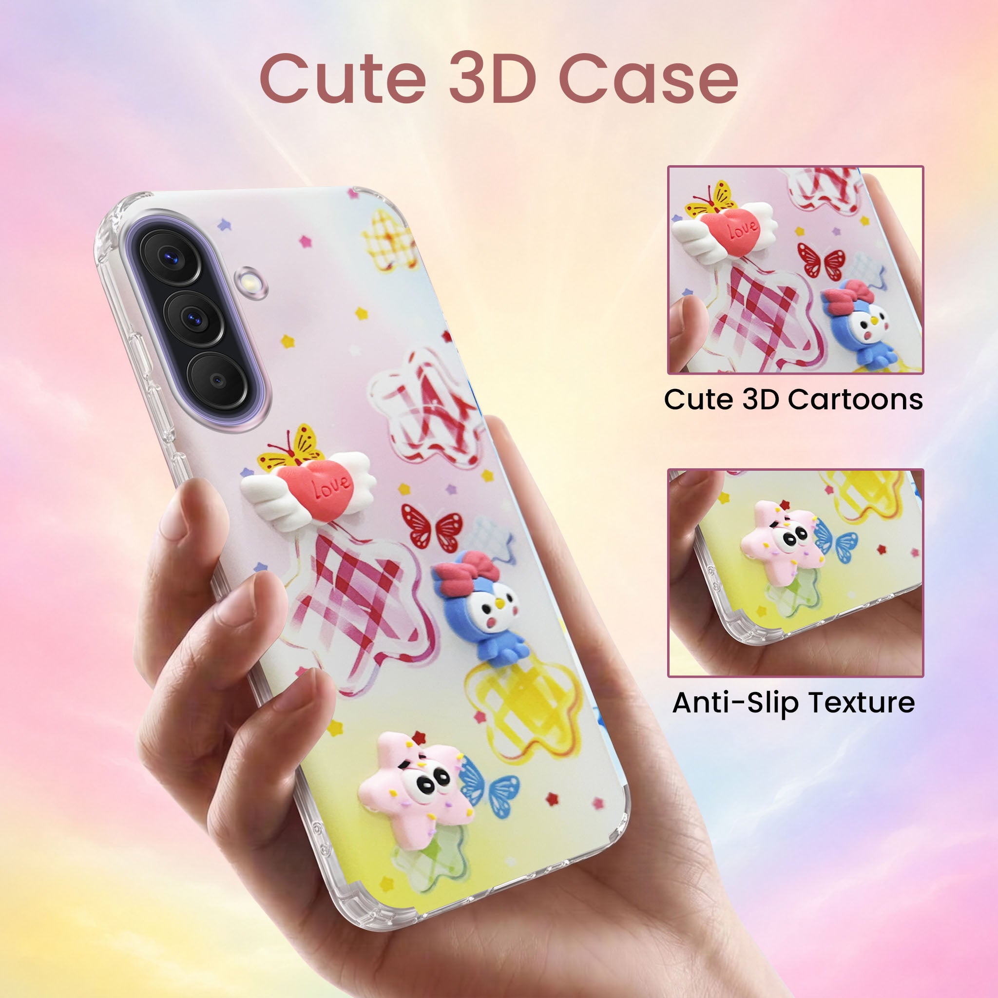 For Samsung Galaxy A57 5G Back Cover Case (3D Cute Cartoons | Hard Back Side Soft | Matte Premium Finish | HD Printing)