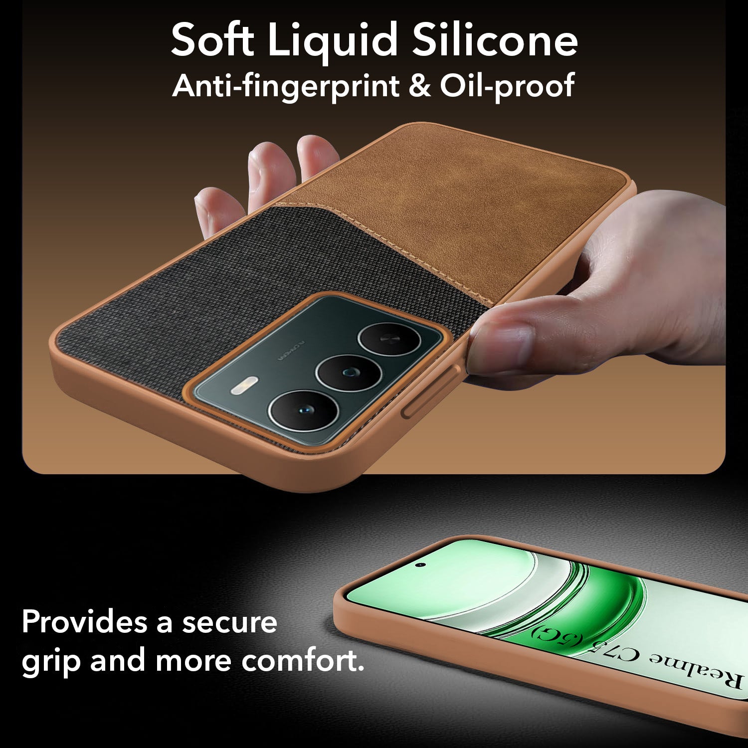 For Realme C75 5G Back Cover Case (Dual PU Leather Stitch | Professional Minimalist | Soft and Flexible)