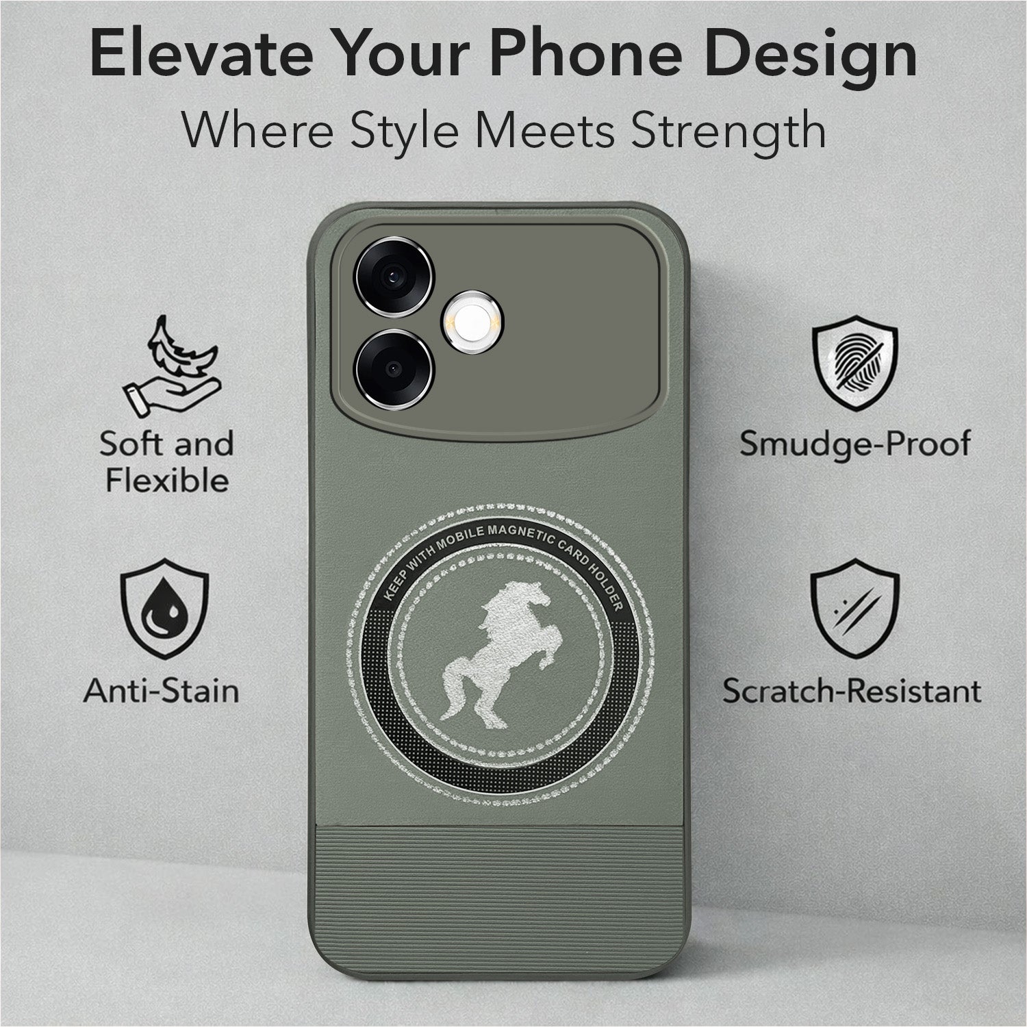 For Oppo F33 Pro 5G Back Cover Case PU Leather Finish (Professional Minimalist Texture | MagSafe Compatile | Camera Protection | Sleek Sober Formal)