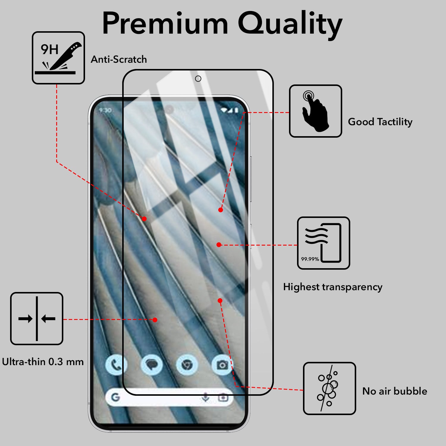(Pack of 2) Tempered Glass For Google Pixel 7a Military-Grade Gorilla Screen Protector With Installation Kit | Shatterproof, Full Coverage, HD Clear, Scratch Resistant