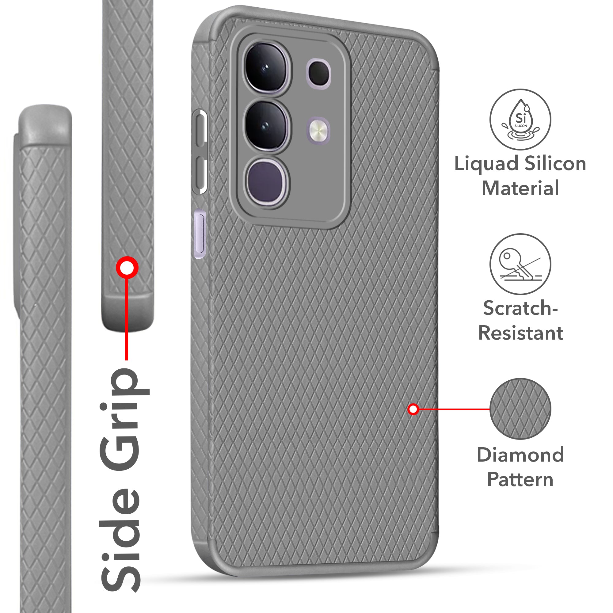 For Vivo T4x | Vivo Y31 Pro Back Cover Case (Liquid Silicone | Side Grip | Camera Protection)