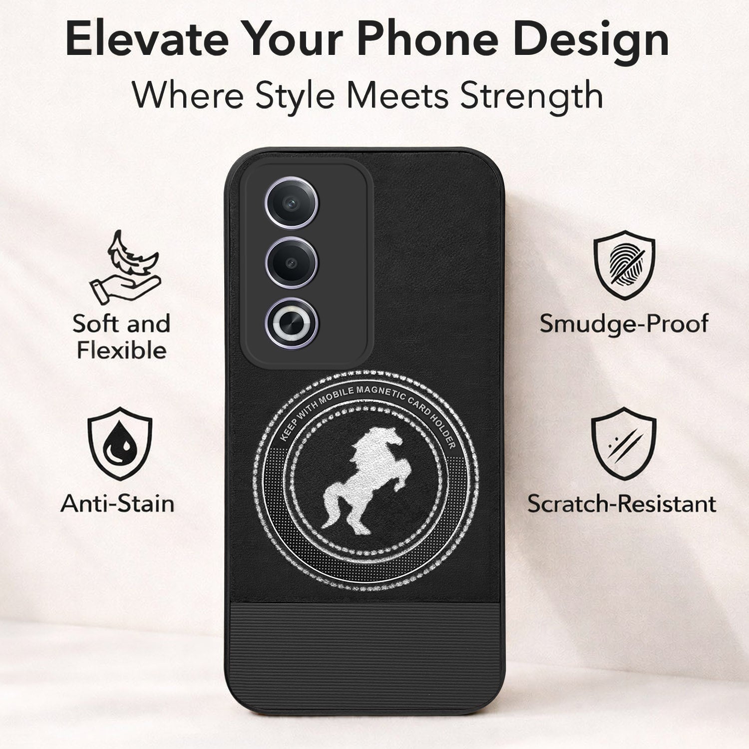 For Oppo A3 Pro 5G  Back Cover Case PU Leather Finish (Professional Minimalist Texture | MagSafe Compatile | Camera Protection | Sleek Sober Formal)