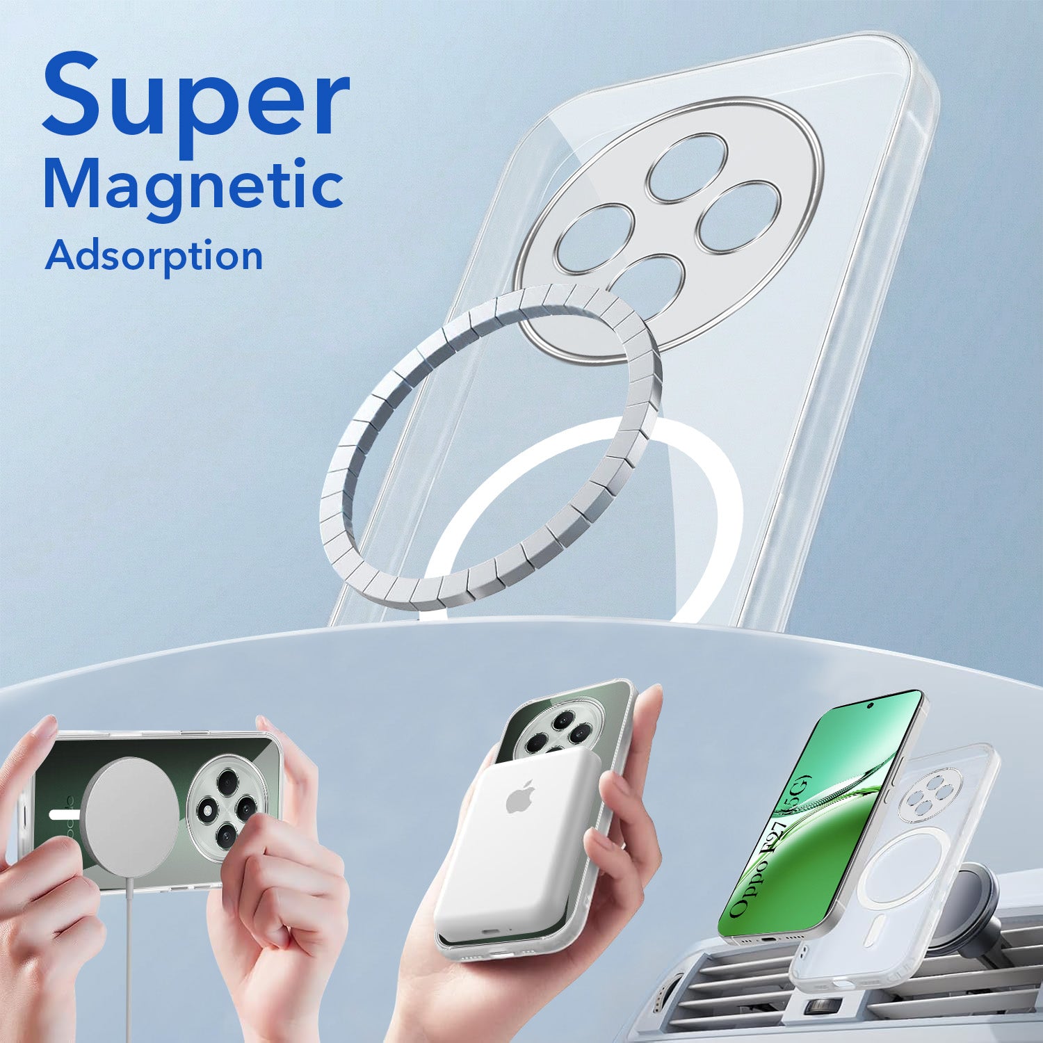 For Oppo F27 5G Back Cover Case Lifetime Anti-Yellow MagSafe Compatible Clear (Sleek Hard Crystal | Shockproof and Camera Protection)