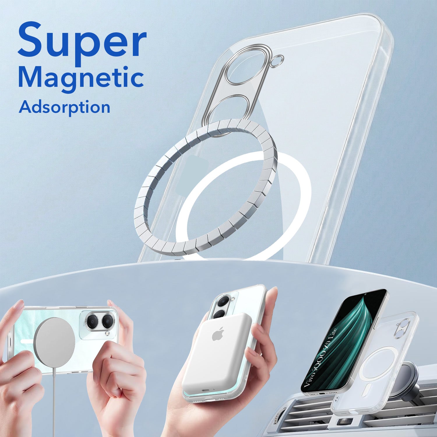 For Vivo iQOO Z9 Lite Back Cover Case Lifetime Anti-Yellow MagSafe Compatible Clear (Sleek Hard Crystal | Shockproof and Camera Protection)