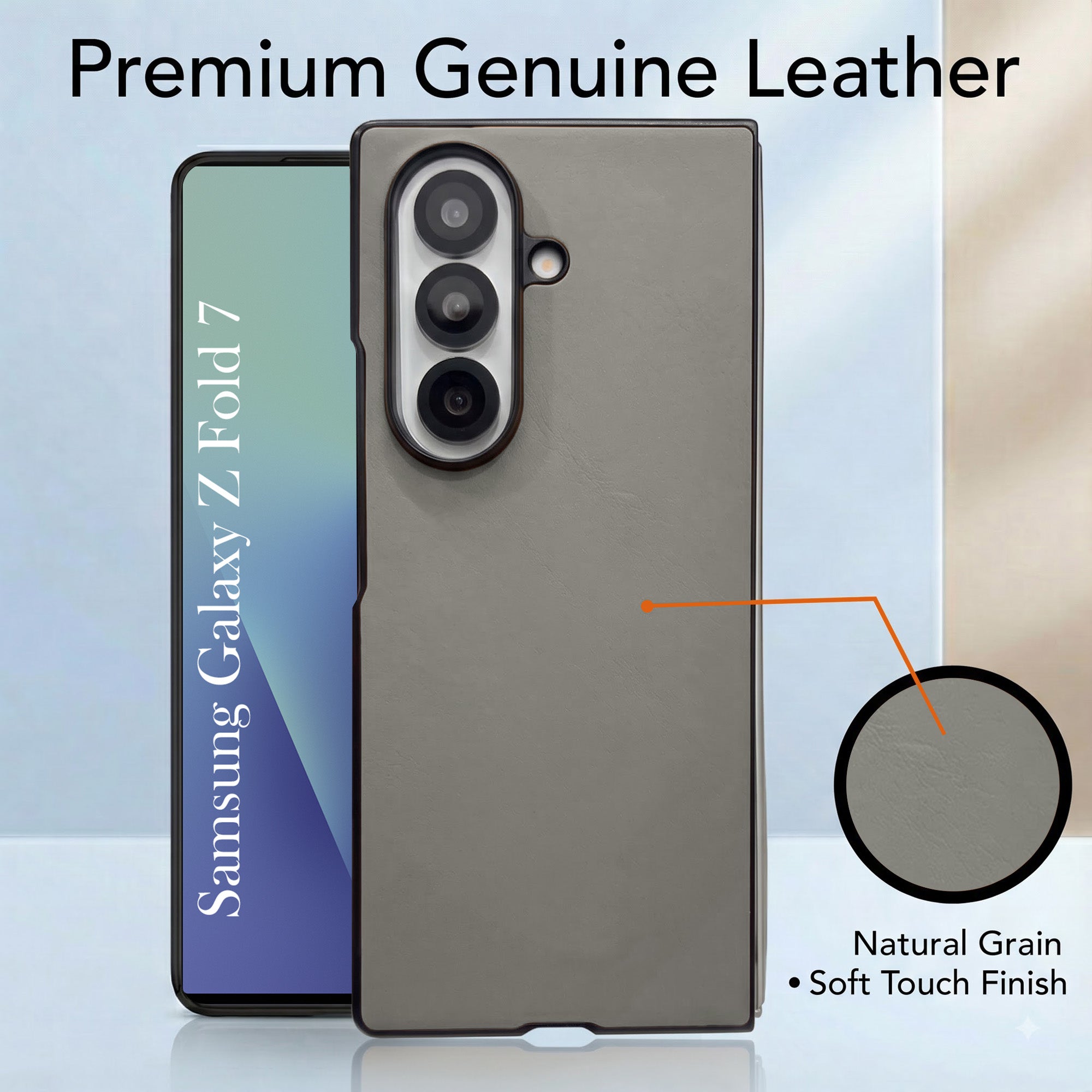 For Samsung Galaxy Z Fold 7 Premium Cover Case (Soft Leater Touch | Interior Protective Cloth | Slim 360* Protection)