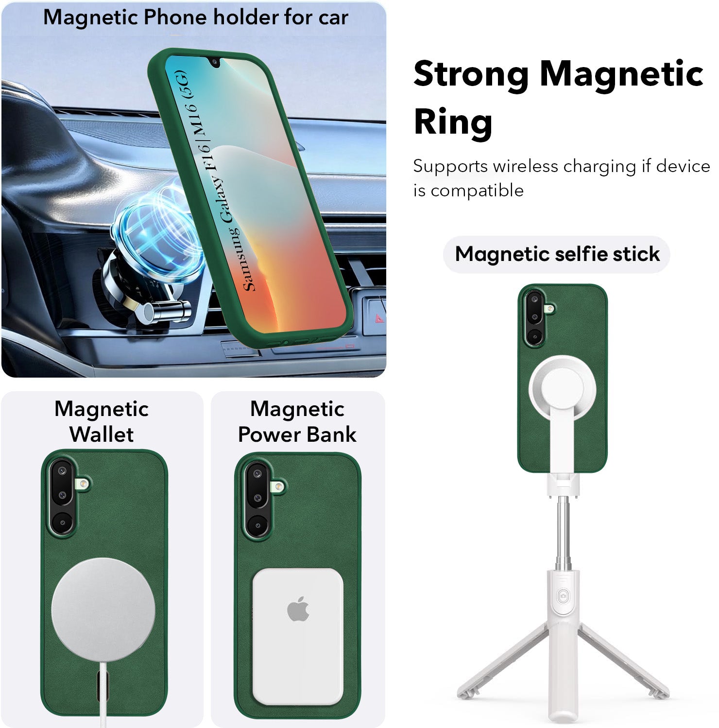 For Samsung Galaxy M16 5G | Samsung Galaxy F16 5G Back Cover Case Leather Finish (MagSafe Compatible Wireless Charging | Soft Touch | Camera Bump Protection)
